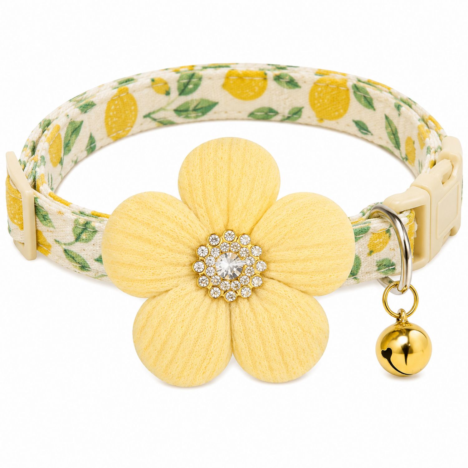 Collare per Gatti con Fiore Decorativo Giallo Limone
