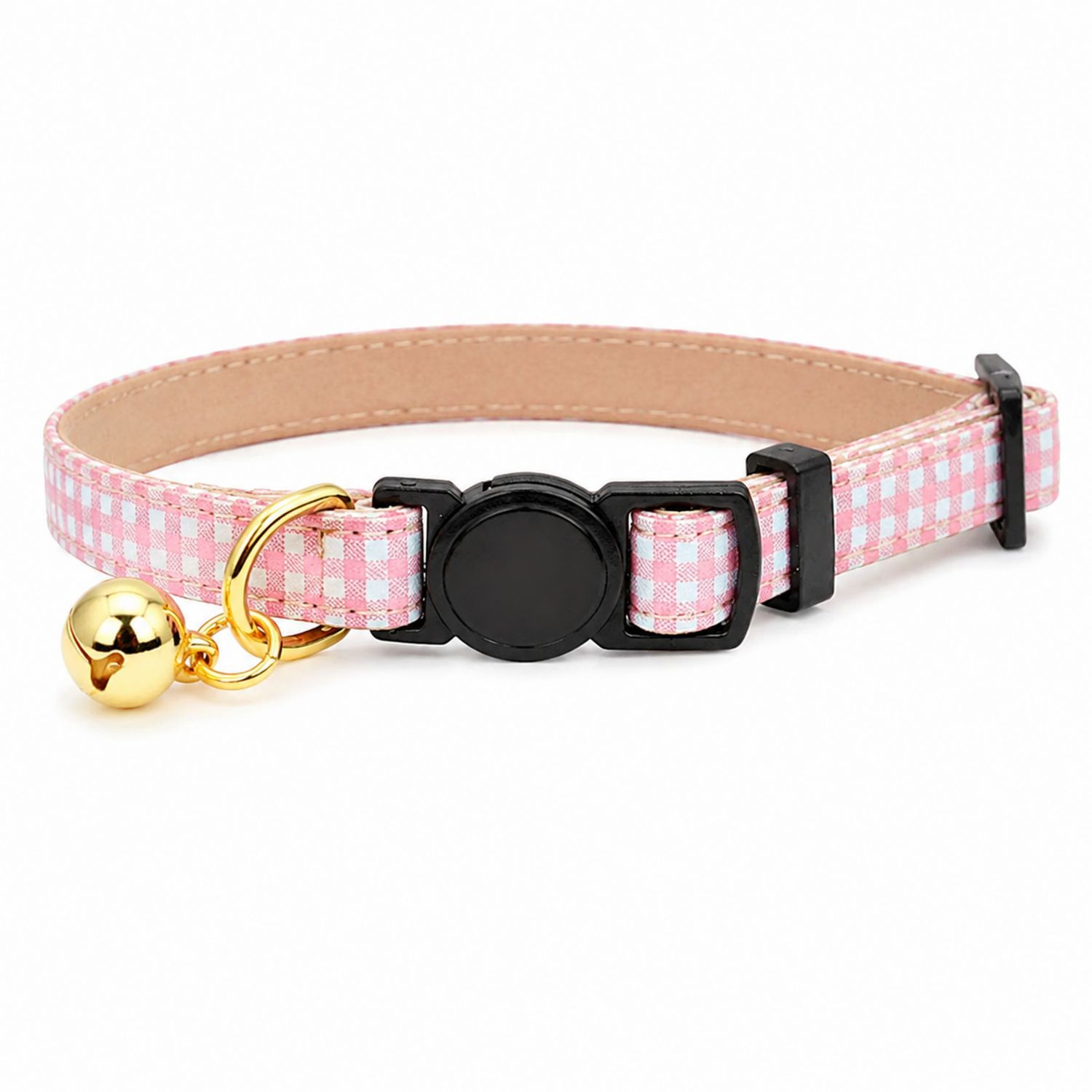 Collare Rosa a Quadretti con Campanella per Gatti