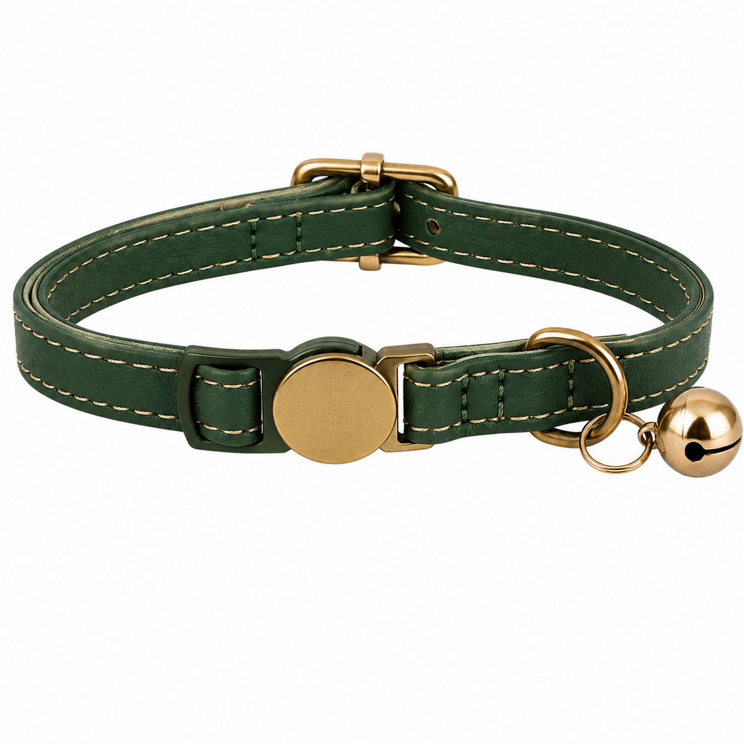 Collare per Gatti Verde con Campanella Dorata Staccabile