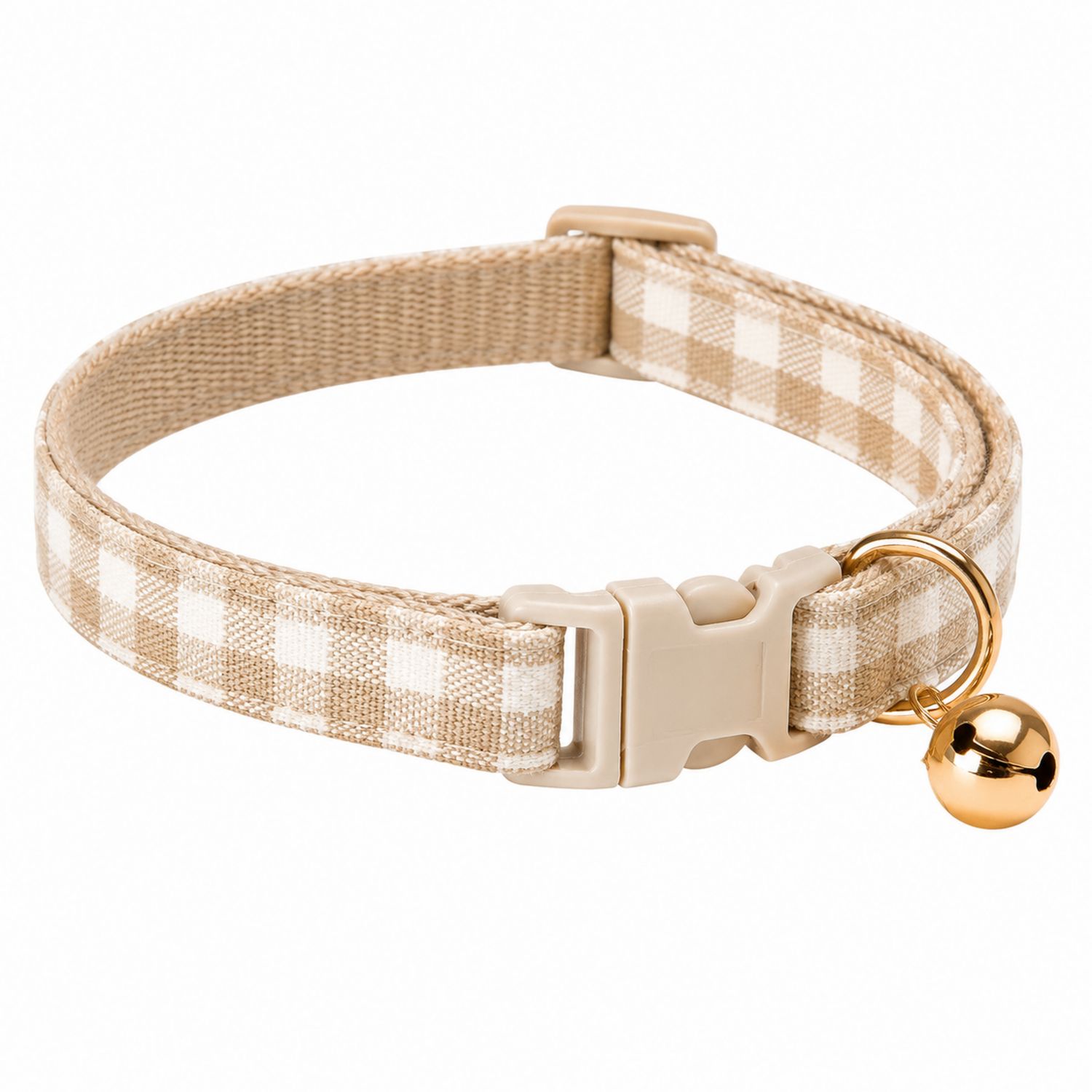 Collare per Gatto con Campanella a Quadretti Beige