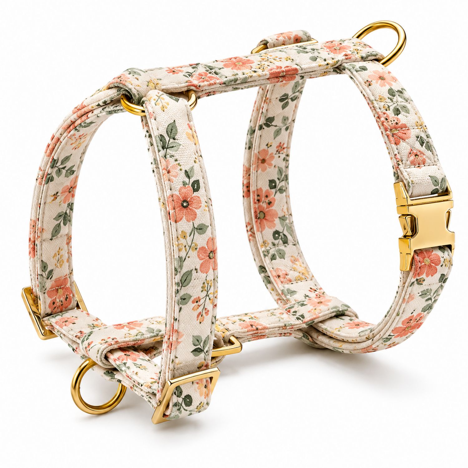 Imbracatura per cane regolabile con motivo floreale beige