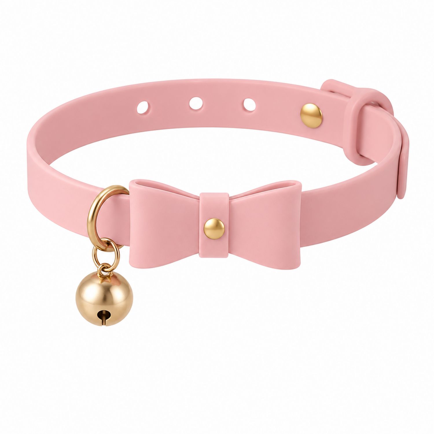 Collare Rosa con Fiocco e Campanella Regolabile per Animali Domestici