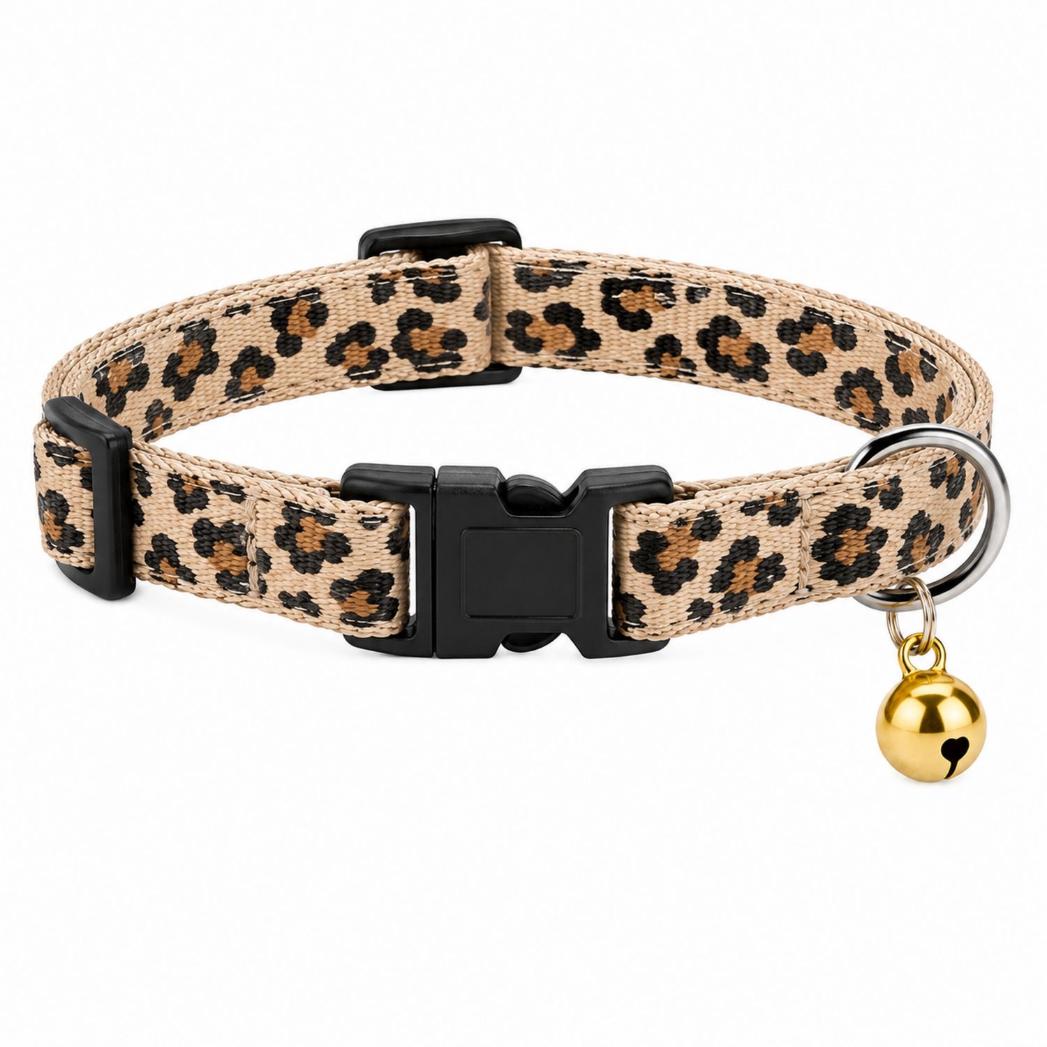 Collare Regolabile Leopardato con Campanella per Gatti