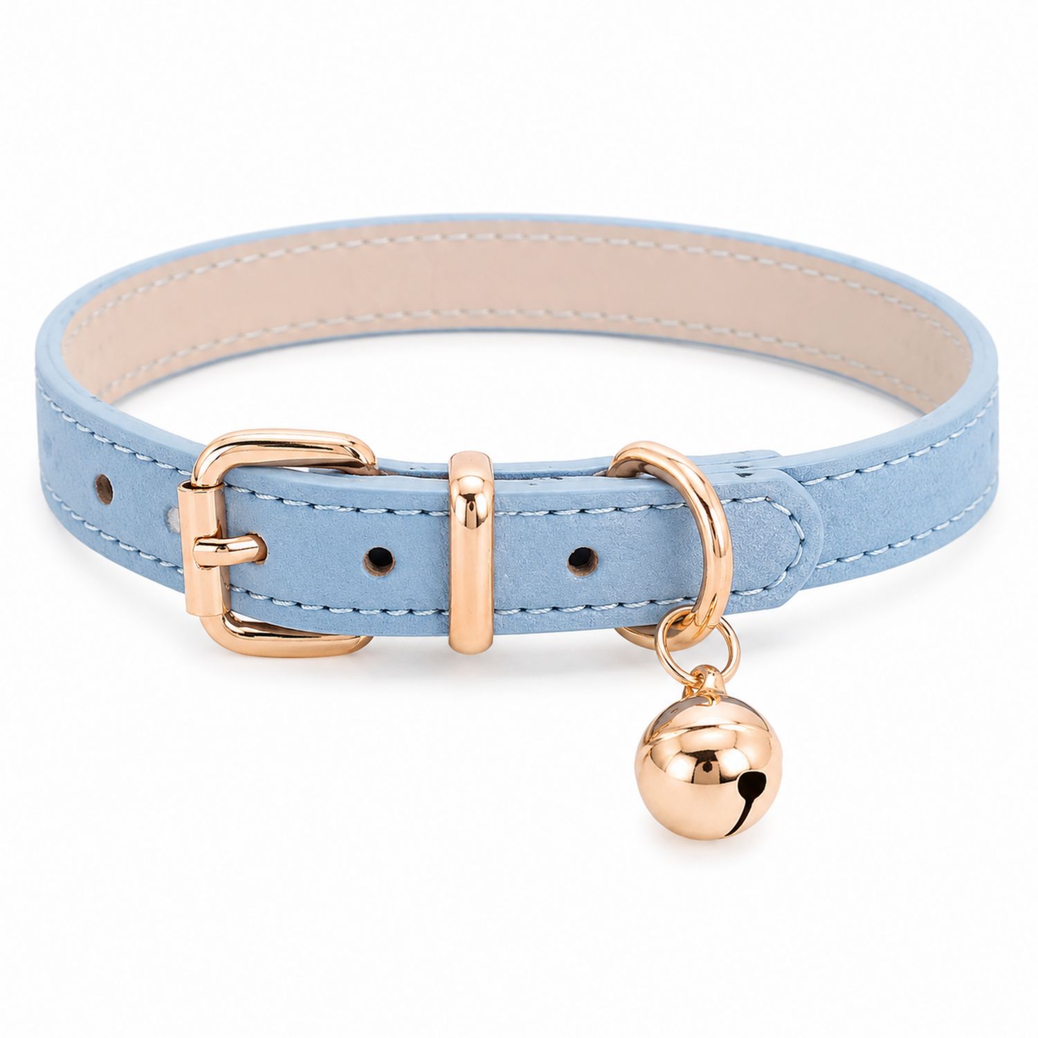 Collare Elegante Azzurro per Animali Domestici con Campanella