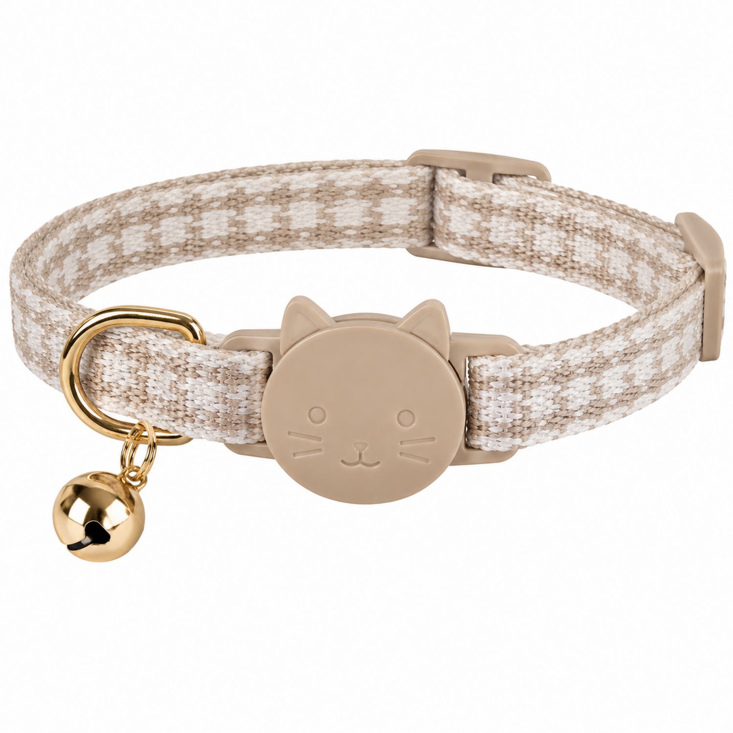 Collare Regolabile per Gatti con Campanella Beige