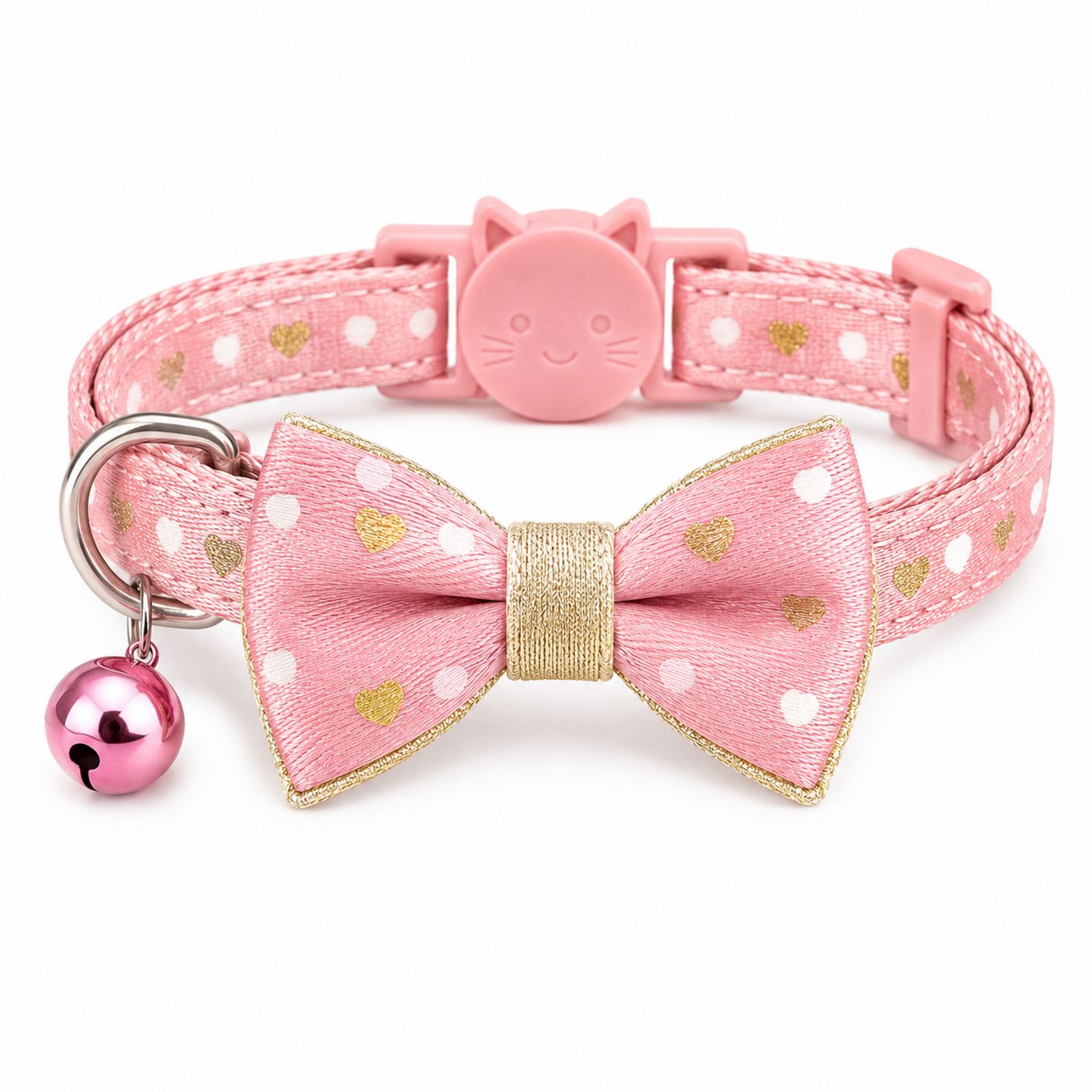 Collare Rosa con Fiocco e Campanella per Gatto Regolabile