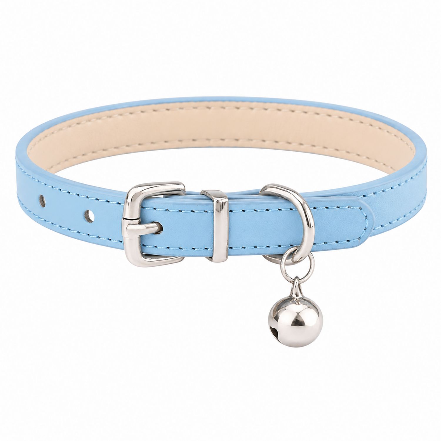 Collare Regolabile per Gatti con Campanella Blu Chiaro