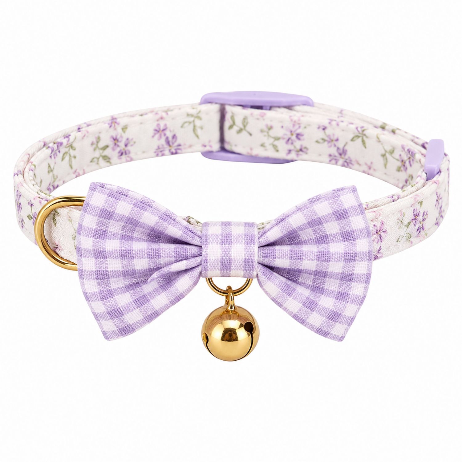 Collare per Gatti con Fiocco e Campanellino Viola Floreale