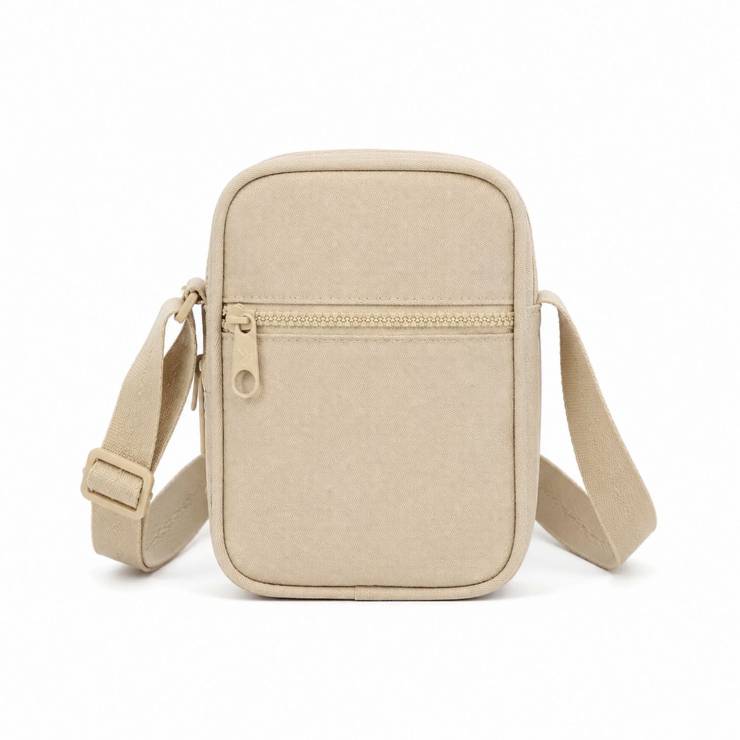 Kompakte beige Umhängetasche mit Reißverschluss