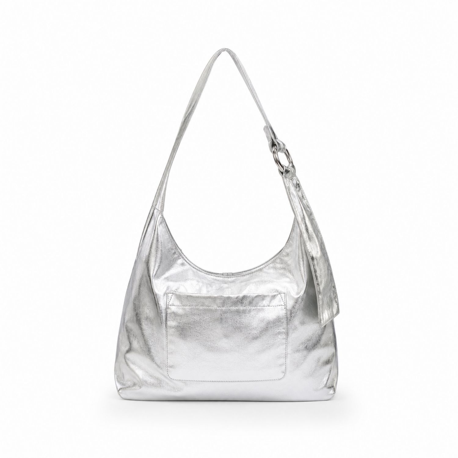 Elegante Damen Schultertasche in Metallic-Silber