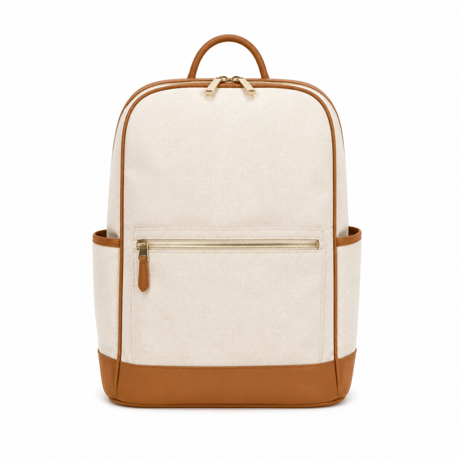 Beige-Brauner Rucksack mit Lederakzenten