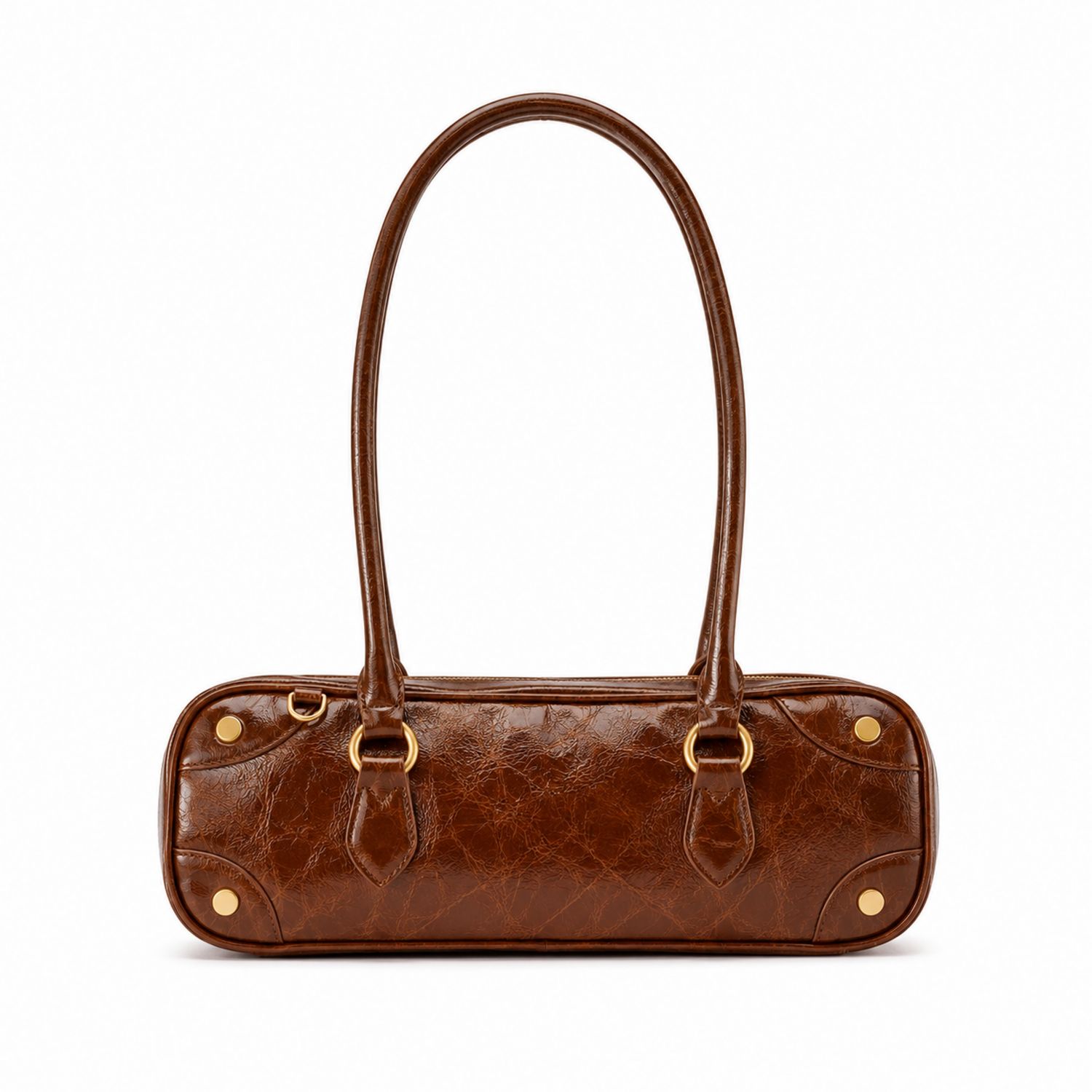 Braune Damen Schultertasche mit Goldenen Details