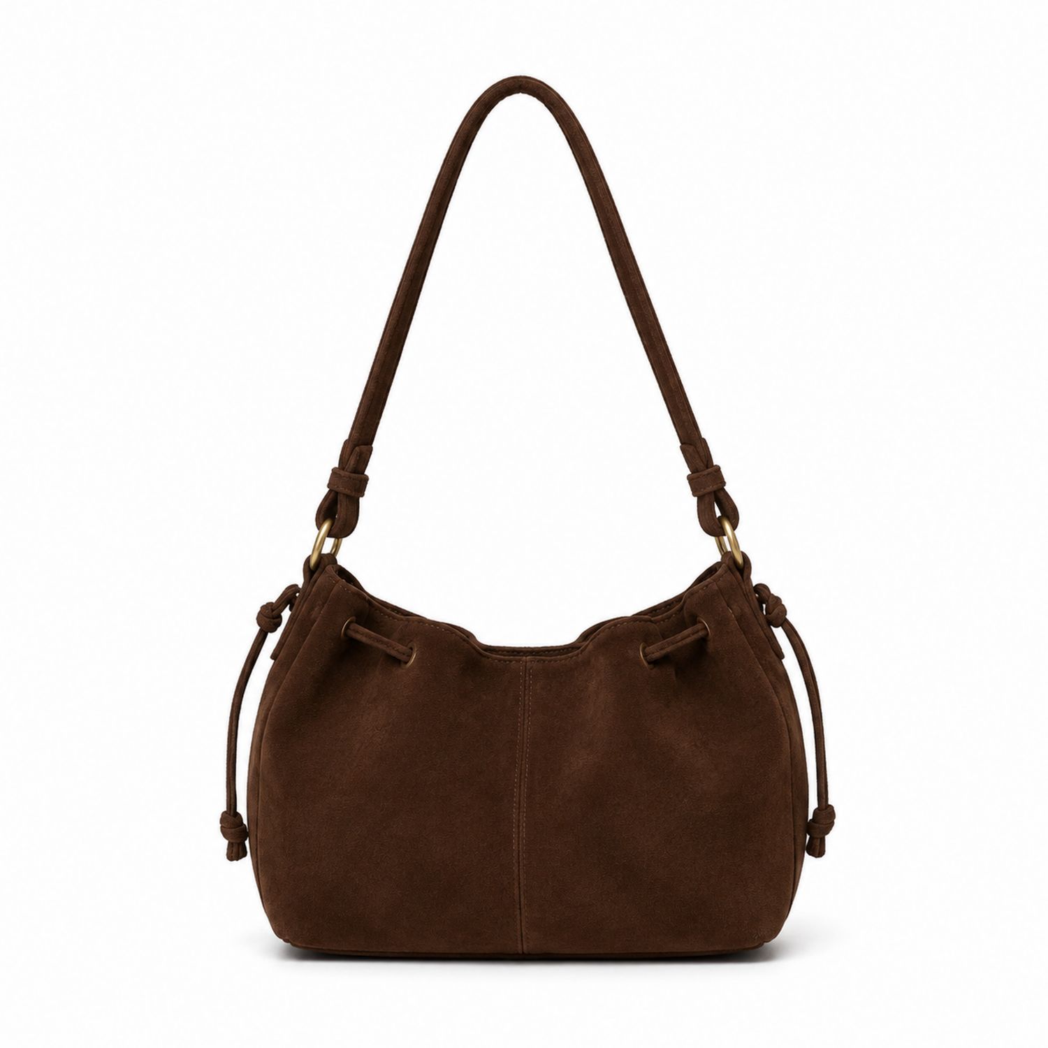 Damen Schultertasche Braun mit Kordelzug