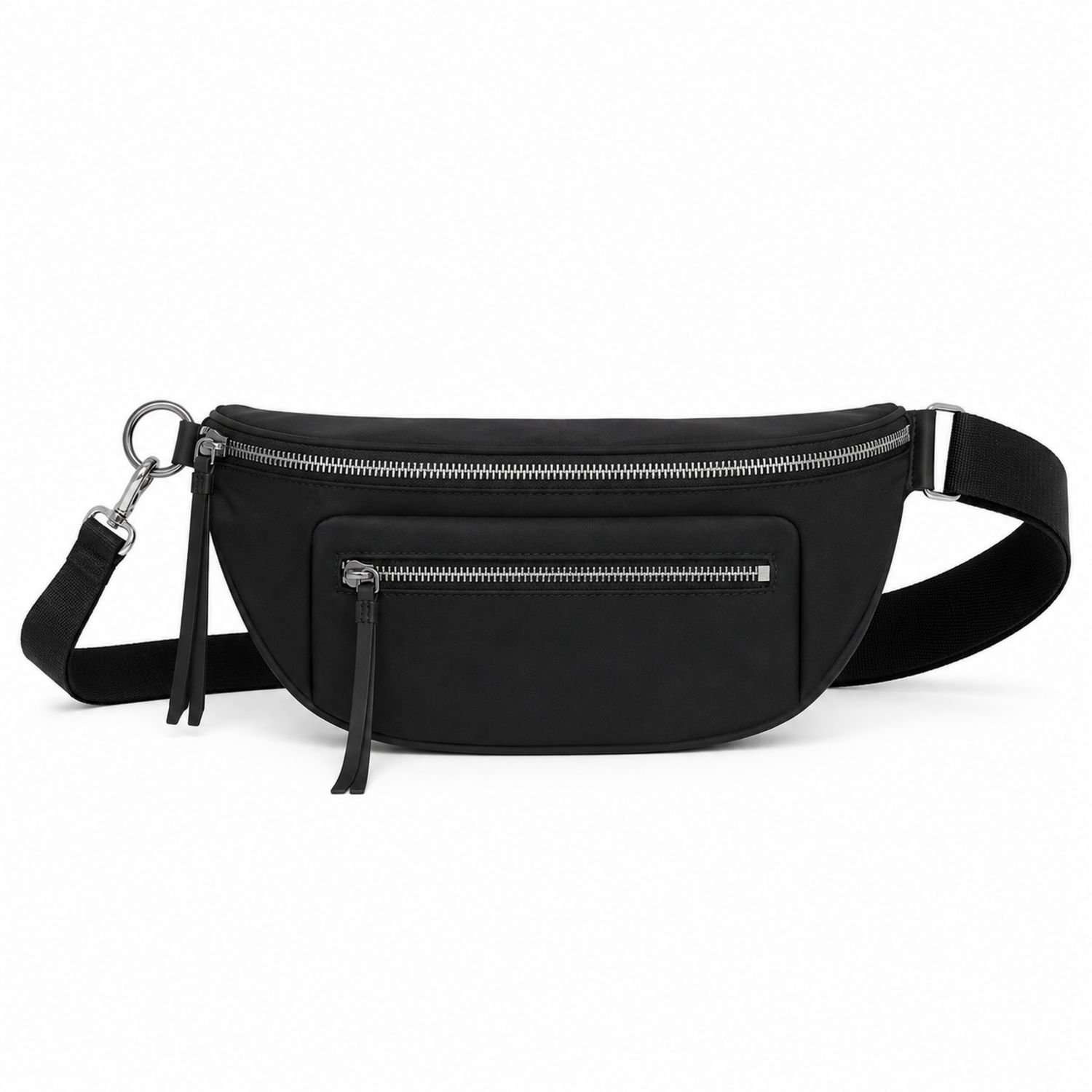 Schwarze Unisex Bauchtasche mit Doppelreißverschluss
