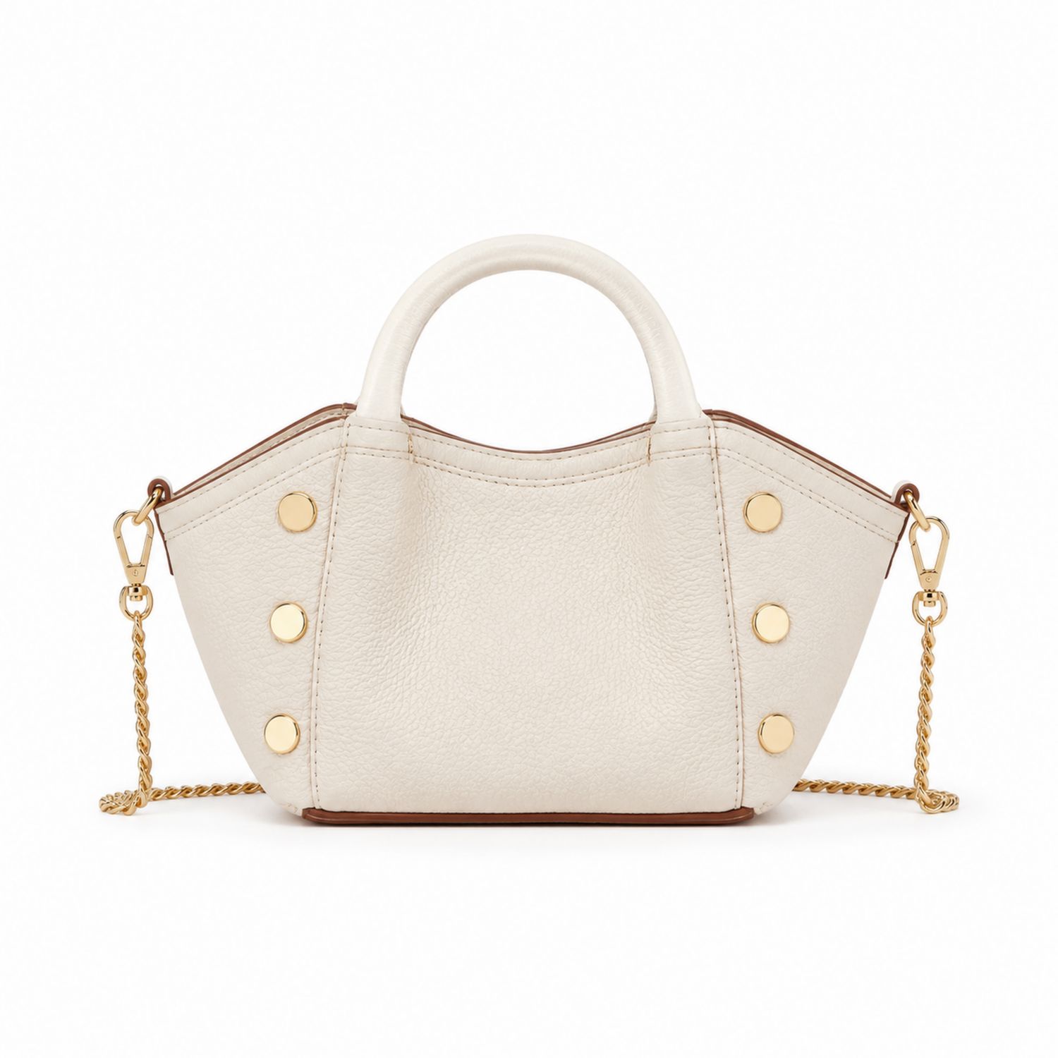 Elegante Damentasche Beige mit Goldkette und Nieten