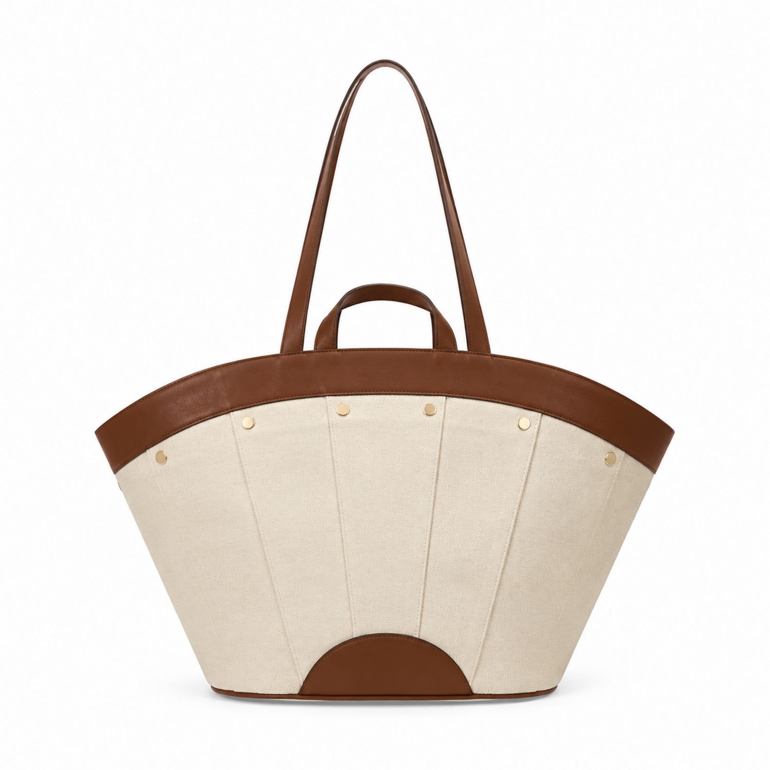 Große Stoff-Umhängetasche Braun Beige