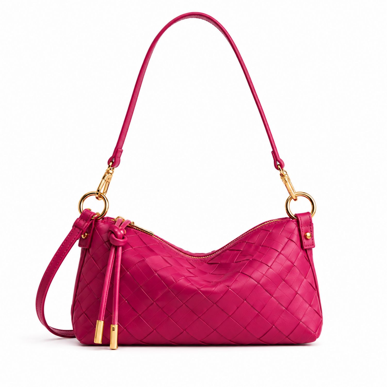 Damen Schultertasche Pink Geflochtenes Design