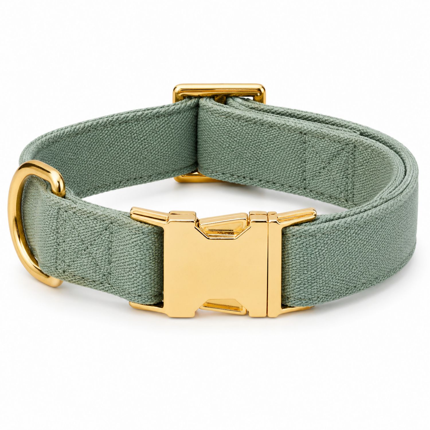 Collar para Perro Verde Oliva con Hebilla Dorada