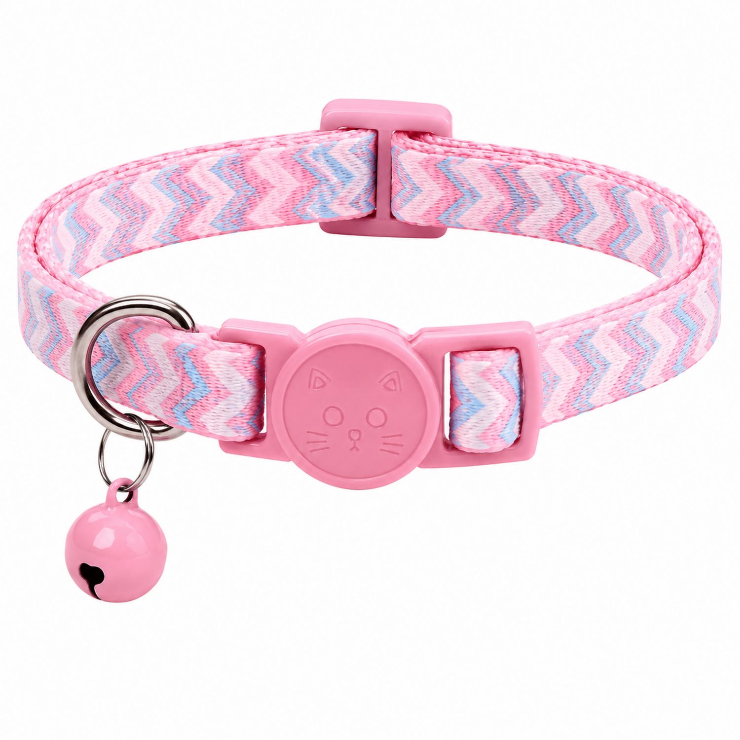 Collar Ajustable para Gatos con Cascabel Rosa y Azul