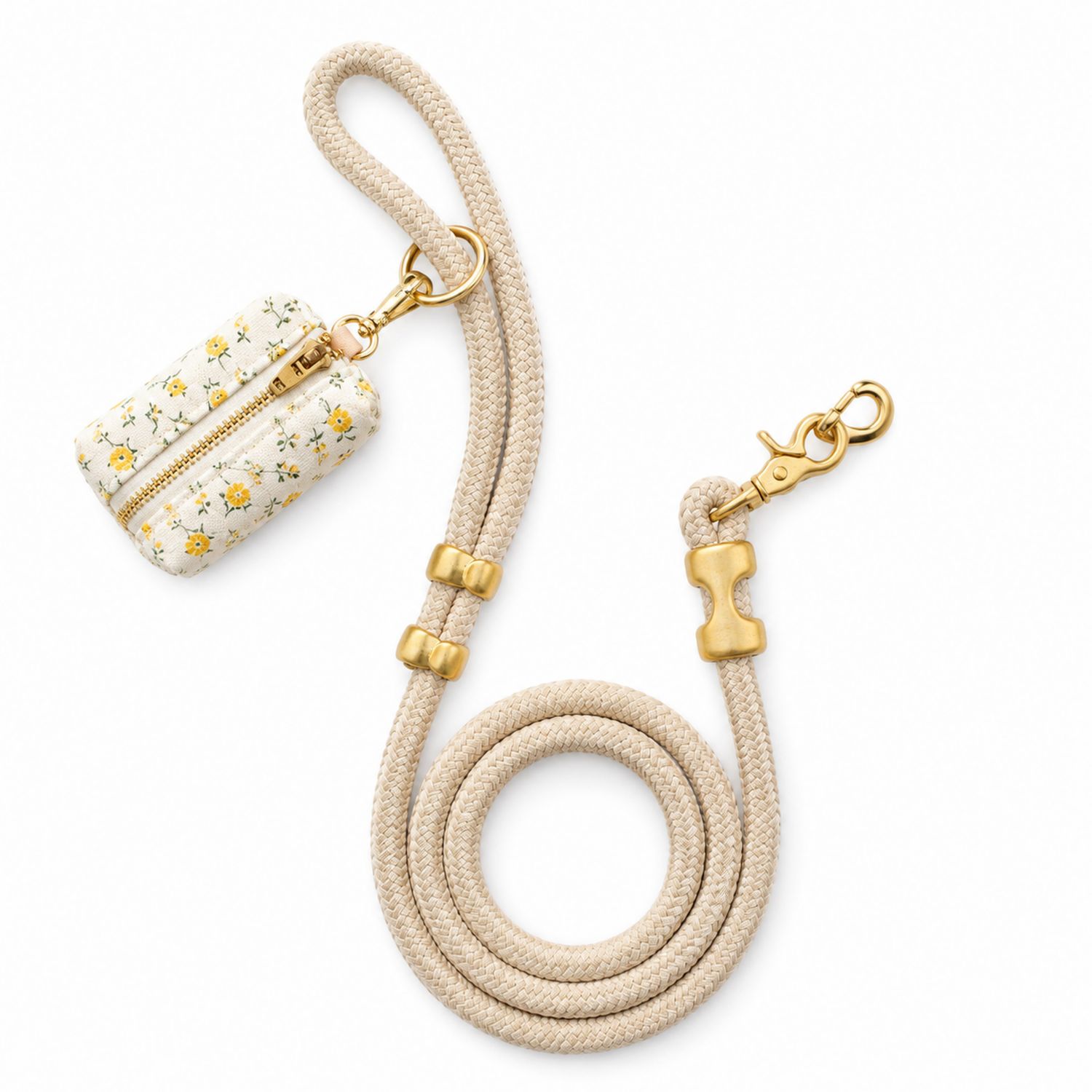 Correa para Perros con Estuche Floral Beige