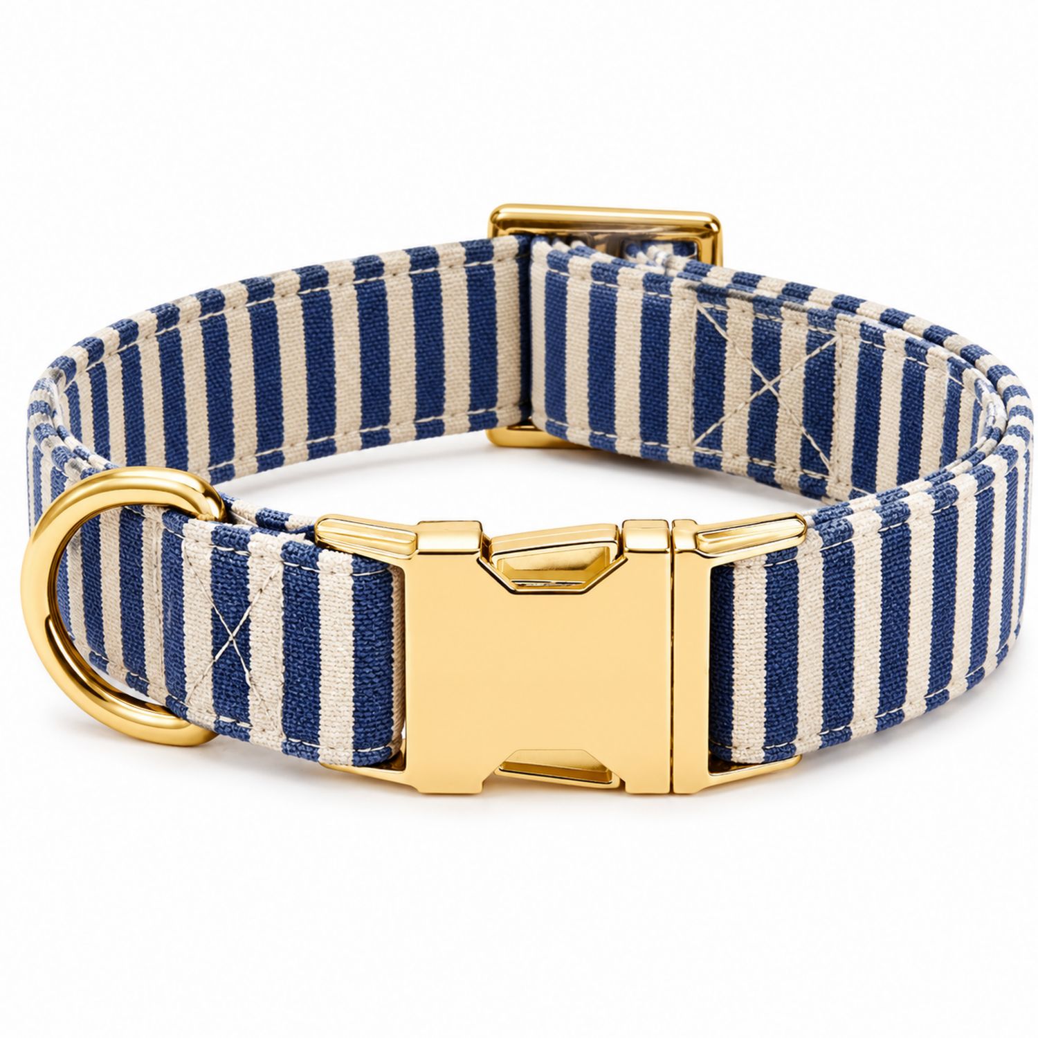 Collar Rayado para Perro Azul y Dorado