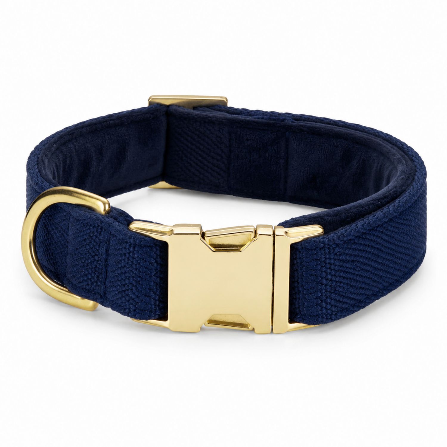 Collar Ajustable Azul para Perro con Hebilla Dorada