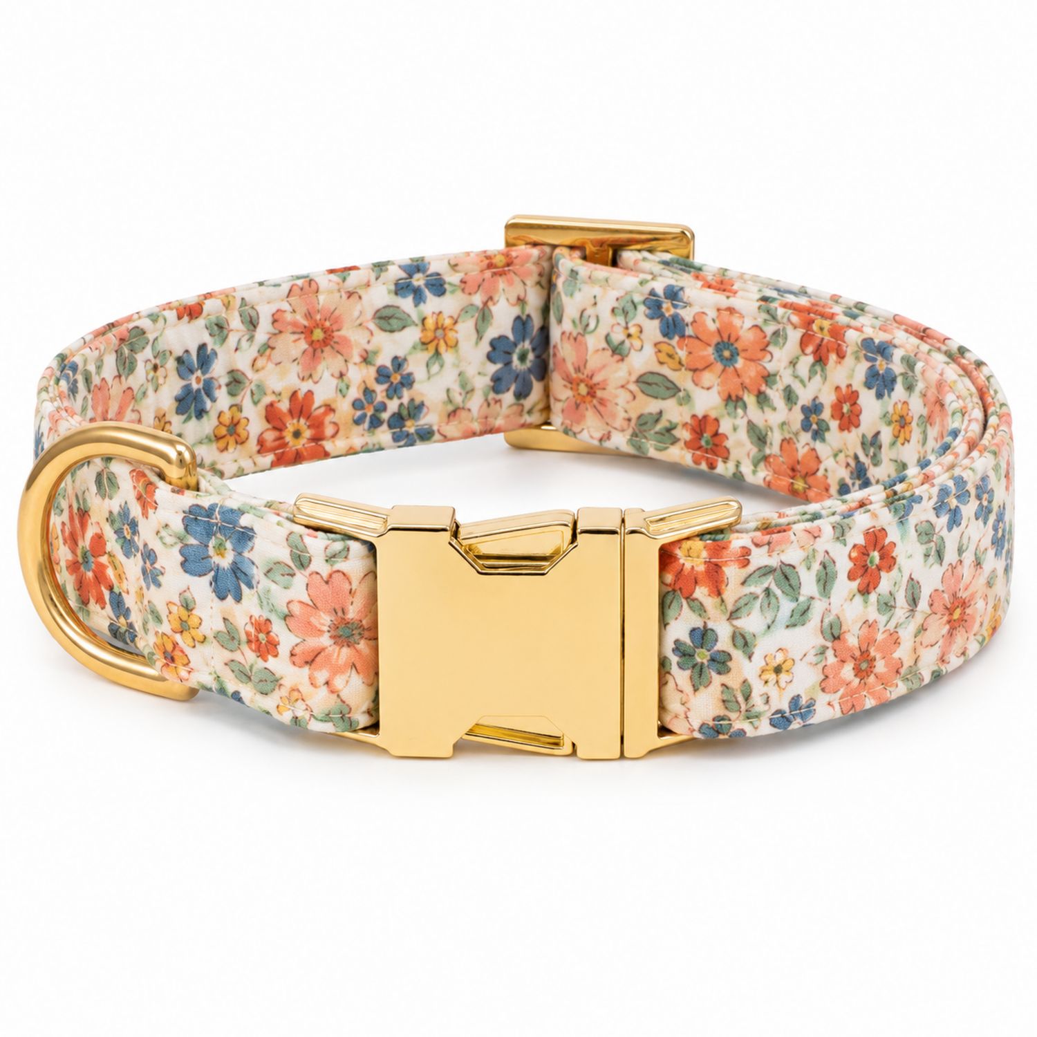 Collar para Perro Floral Ajustable con Hebilla Dorada