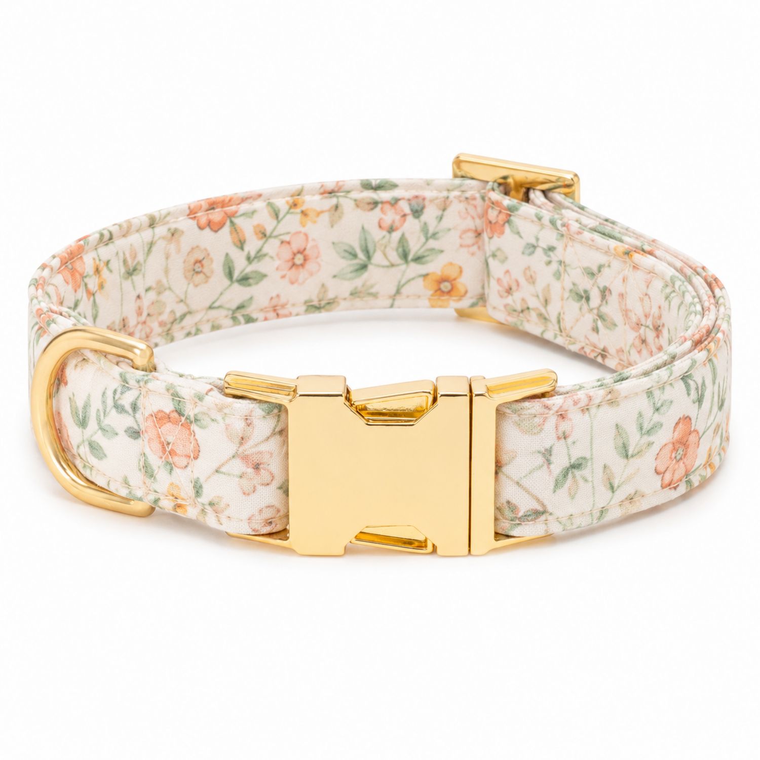 Collar ajustable para perro diseño floral con hebilla dorada