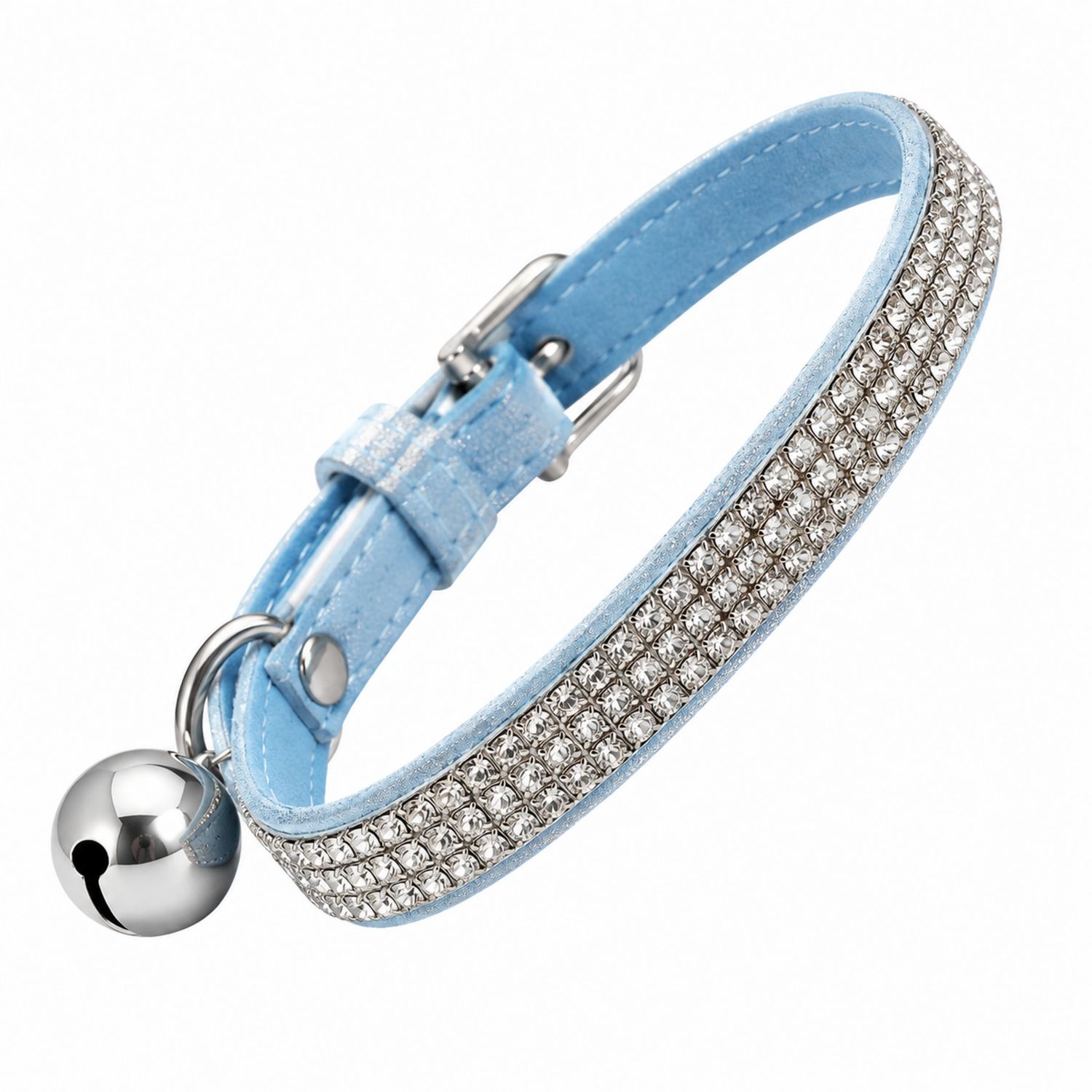 Collar para Mascotas con Brillantes y Campana Azul