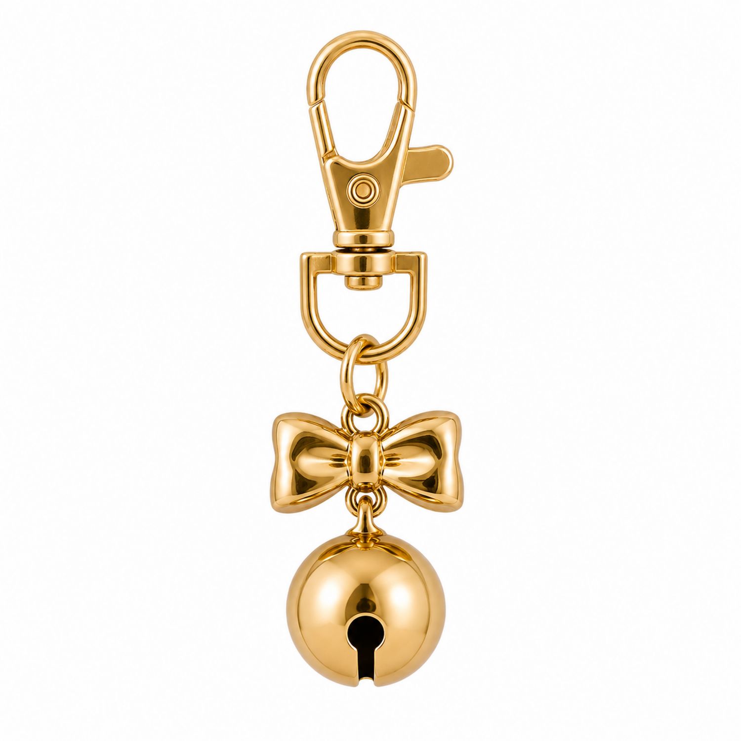 Colgante Dorado para Mascotas con Lazo y Campana