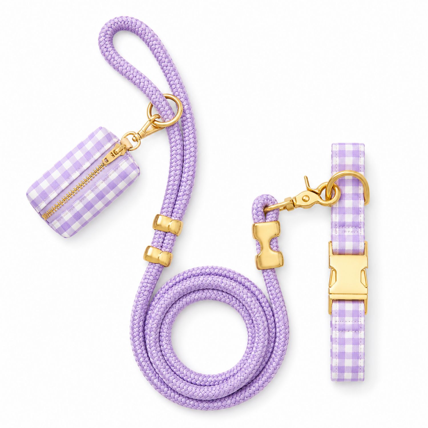 Collar y Correa para Perros Color Lavanda con Dispensador