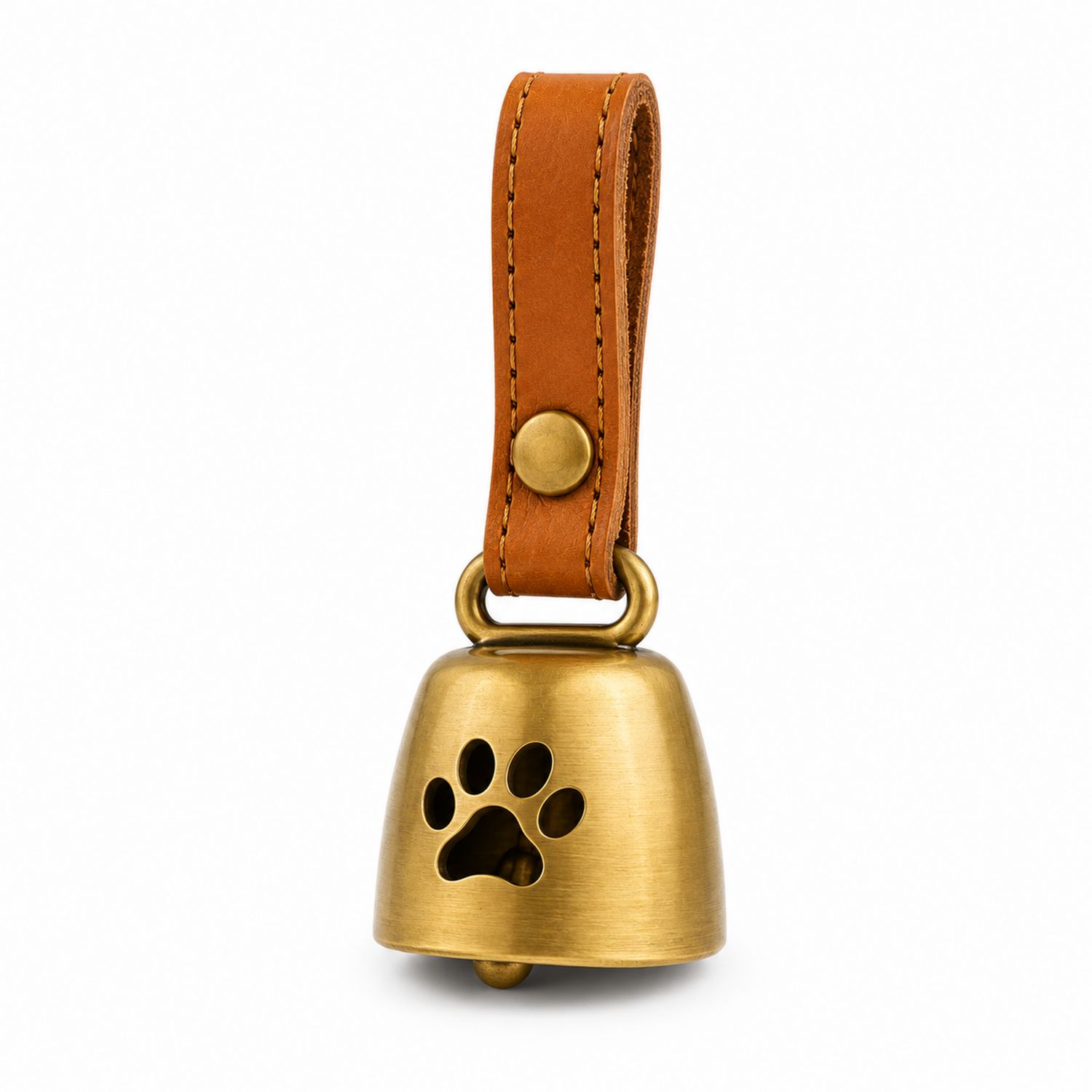 Campana para Mascotas con Diseño de Huella, Bronce y Marrón