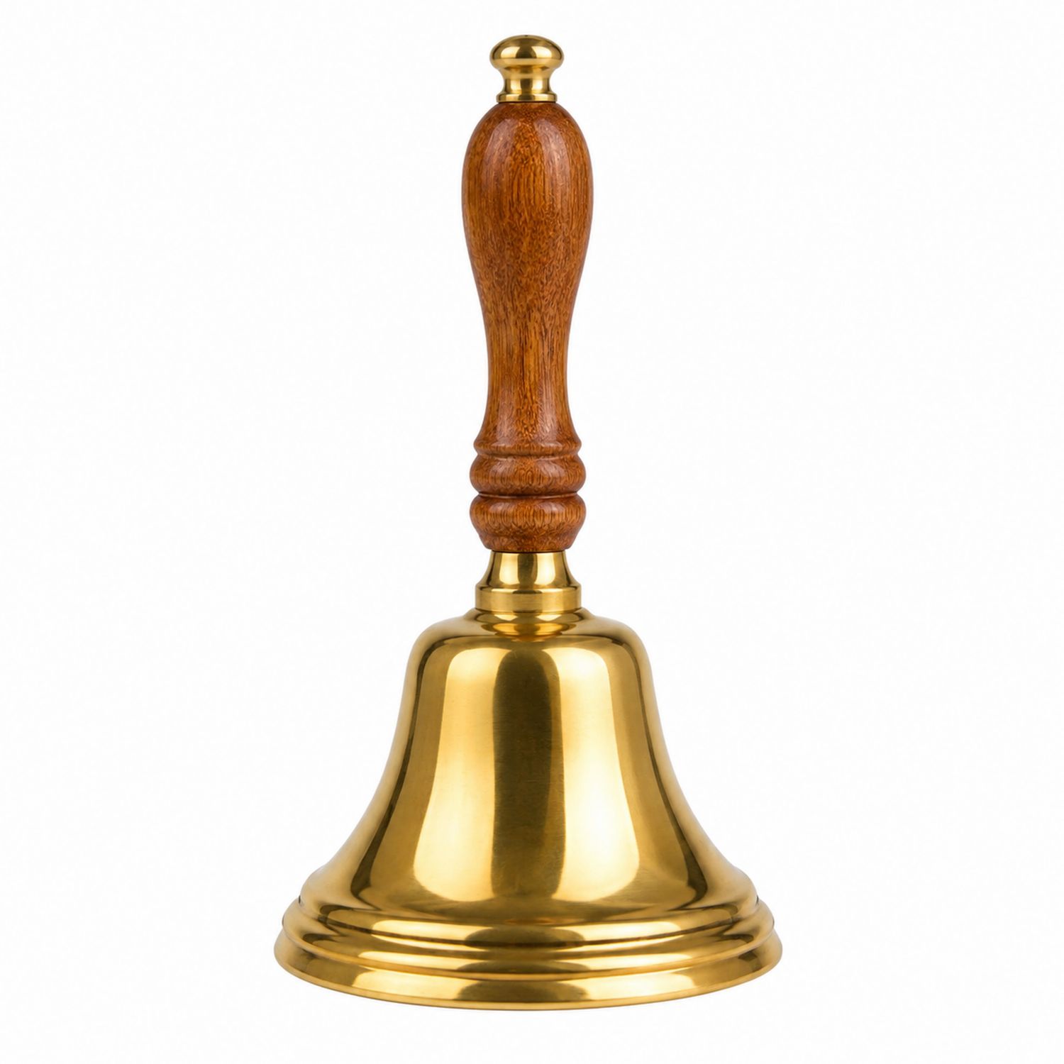 Campana Manual Dorada con Mango de Madera Clásica