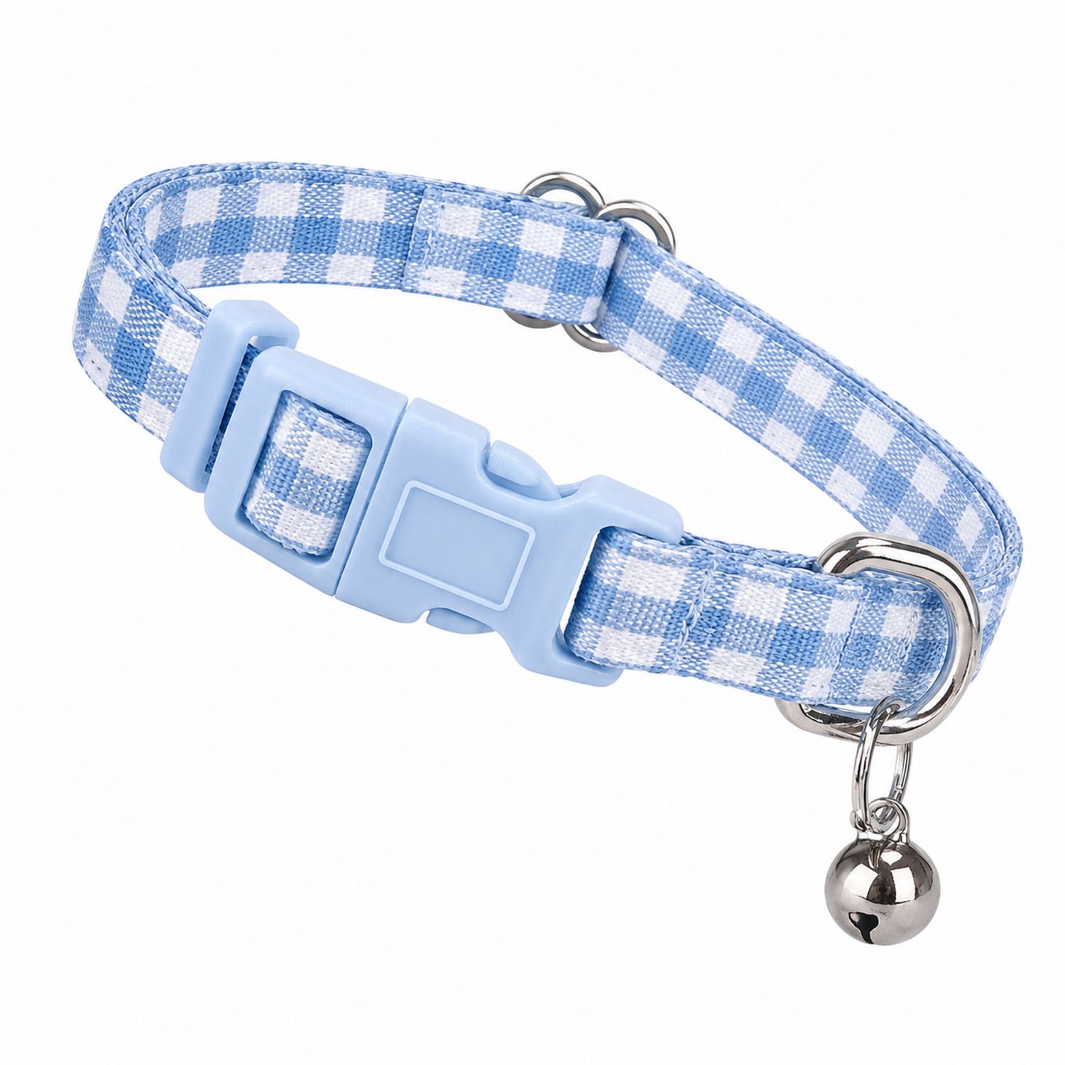 Collar ajustable para mascotas azul con campana