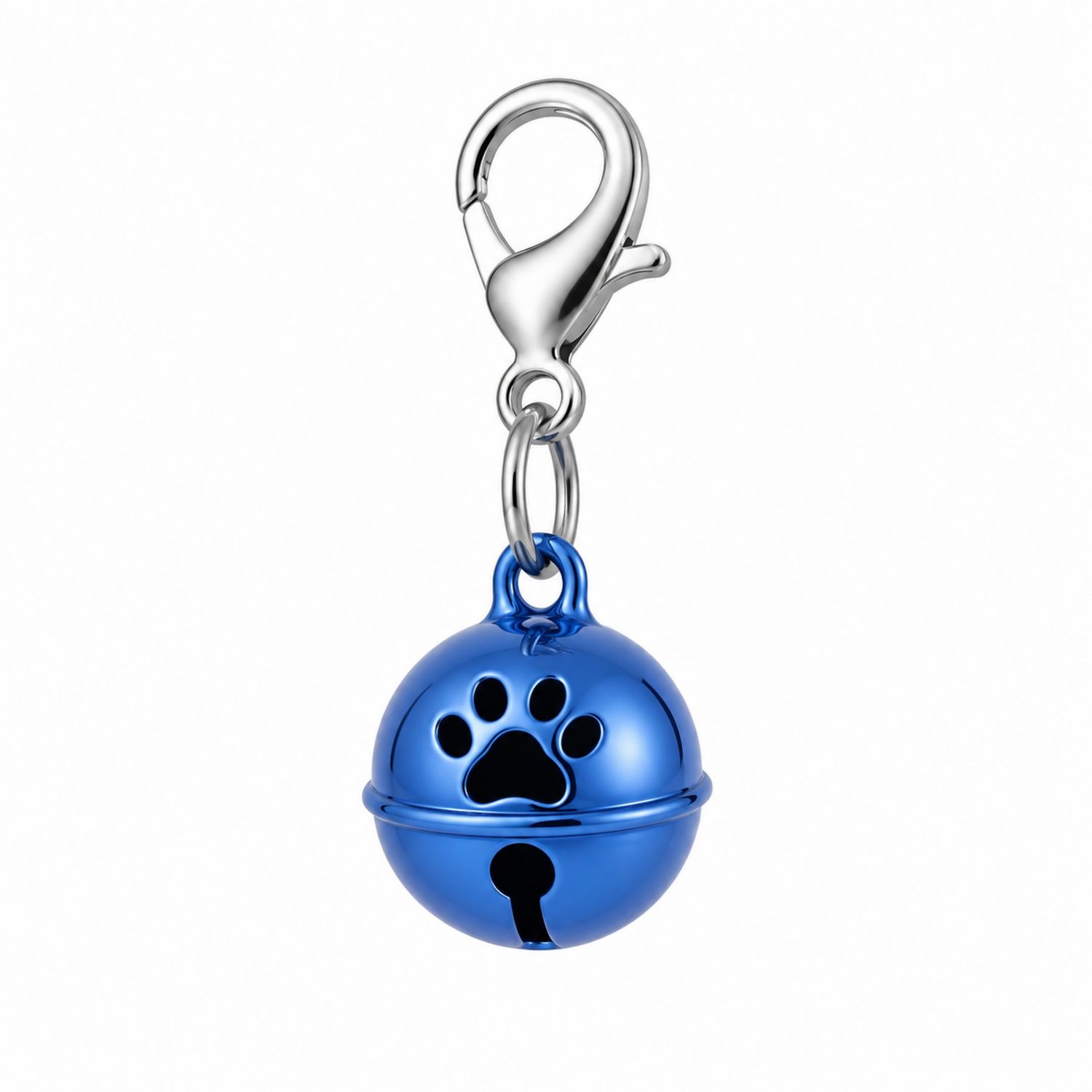 Colgante Azul para Mascotas con Cascabel y Huella