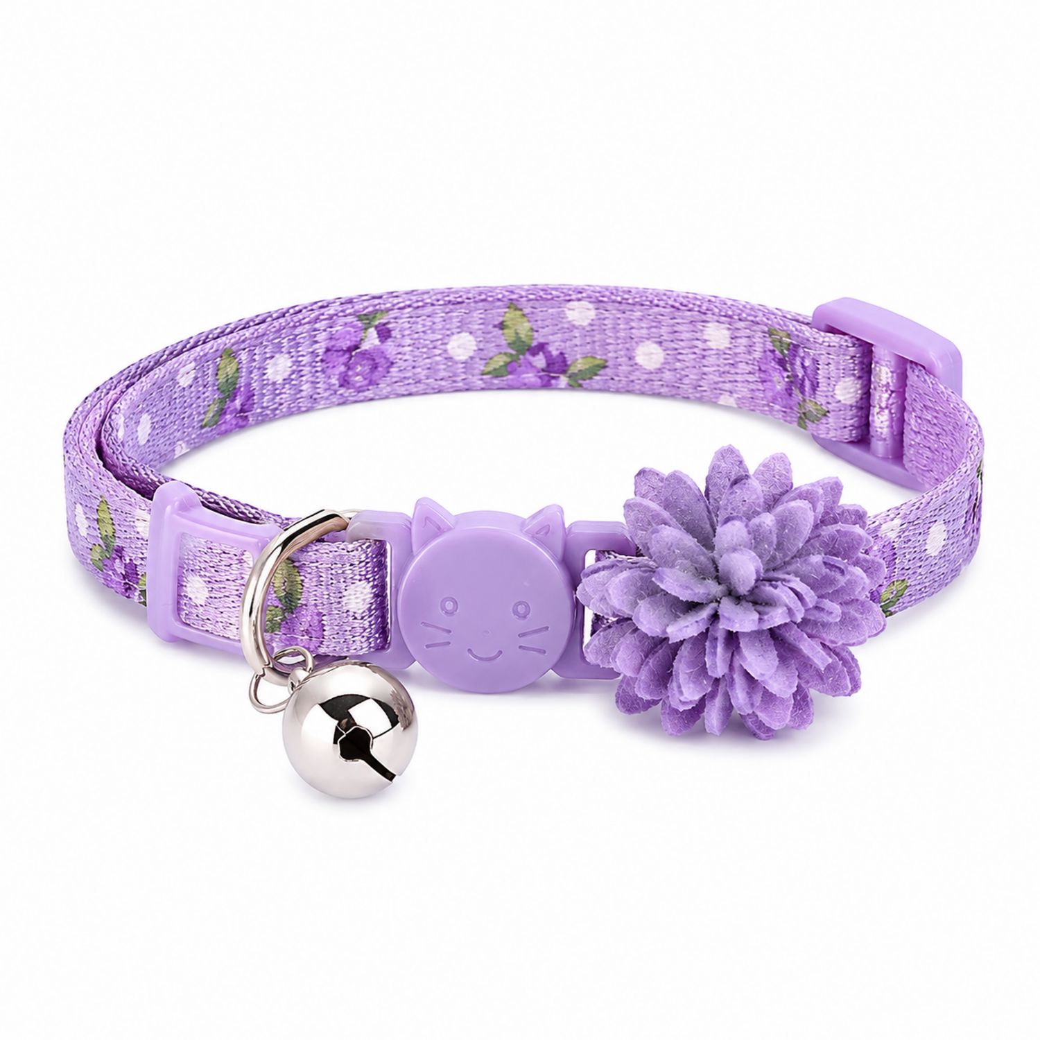 Collar para Gatos con Flor y Cascabel Morado