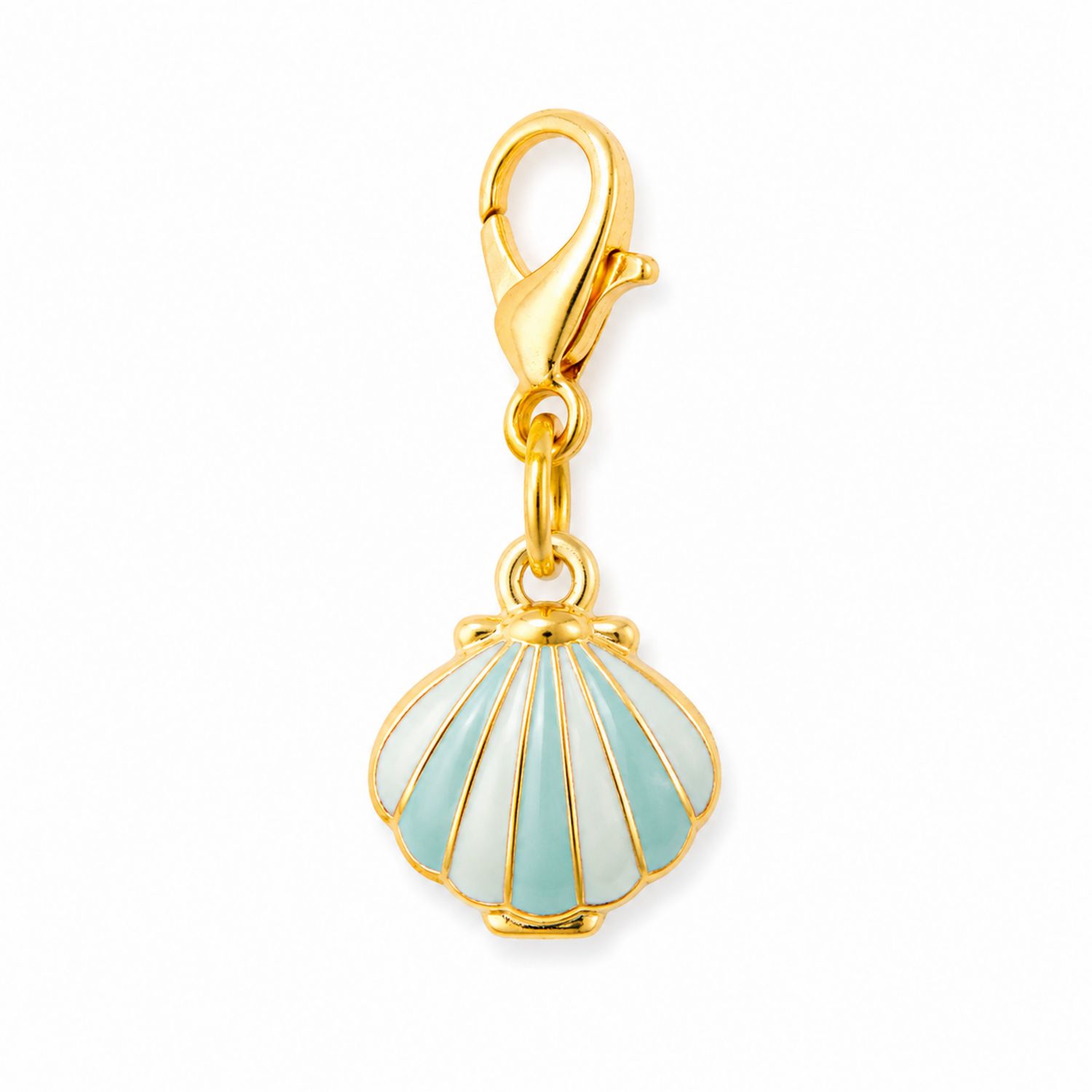Colgante Dorado con Forma de Concha Azul Claro