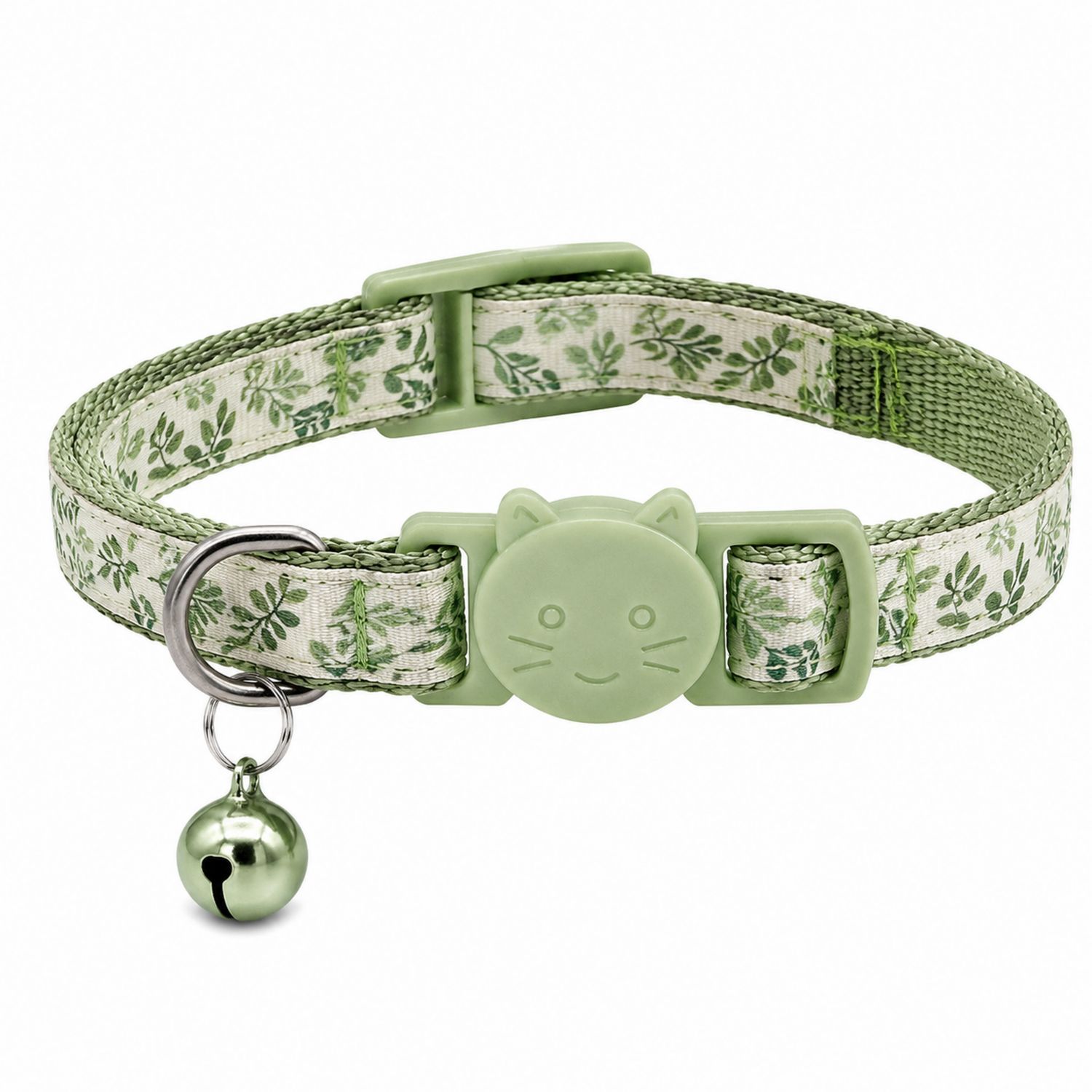 Collar Ajustable para Gato con Campana y Hebilla Decorativa Verde