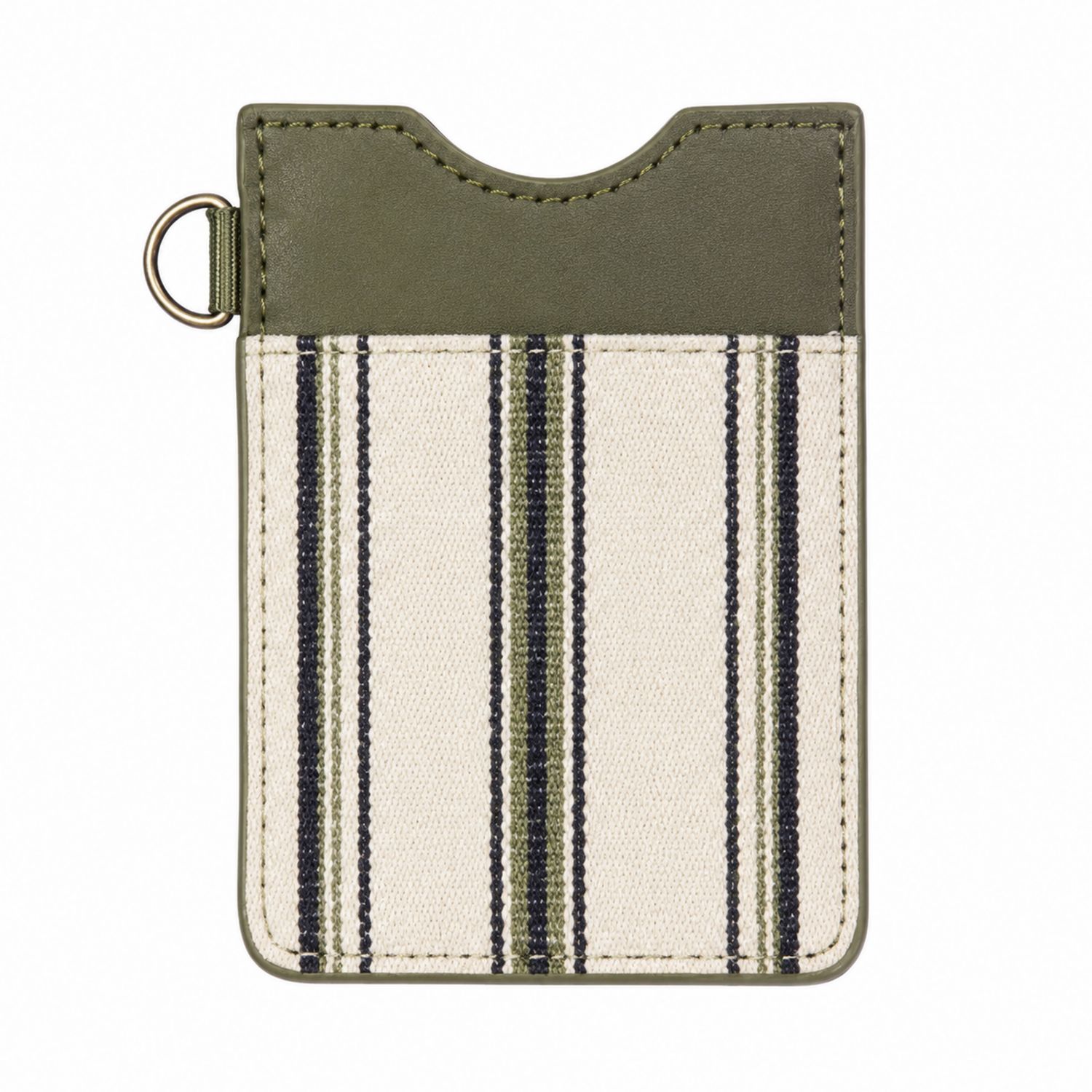 Porte-cartes rayé vert avec boucle métallique