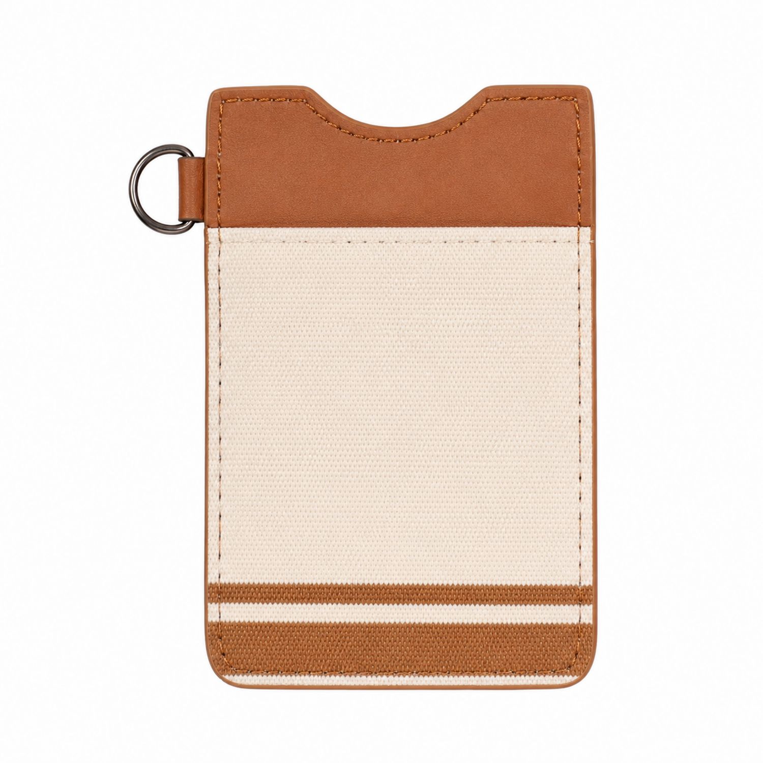 Porte-cartes Minimaliste en Tissu Beige et Marron