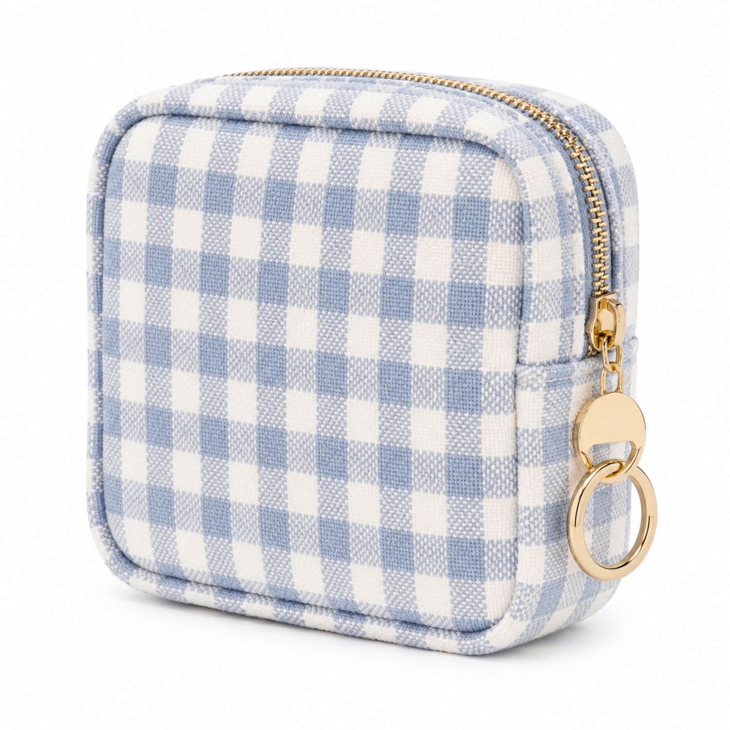 Pochette Carrée Motif Vichy Bleu et Blanc