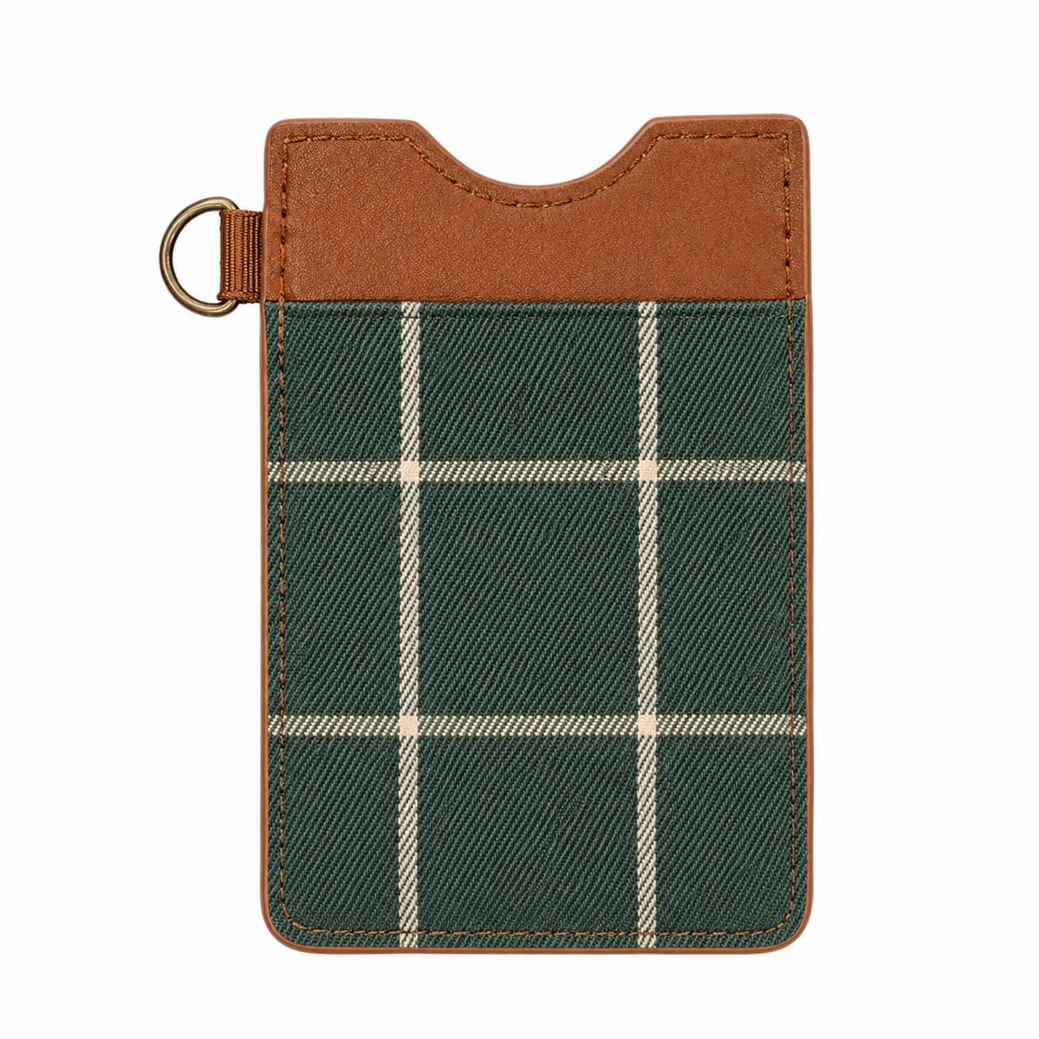 Porte-cartes à Carreaux Vert et Brun