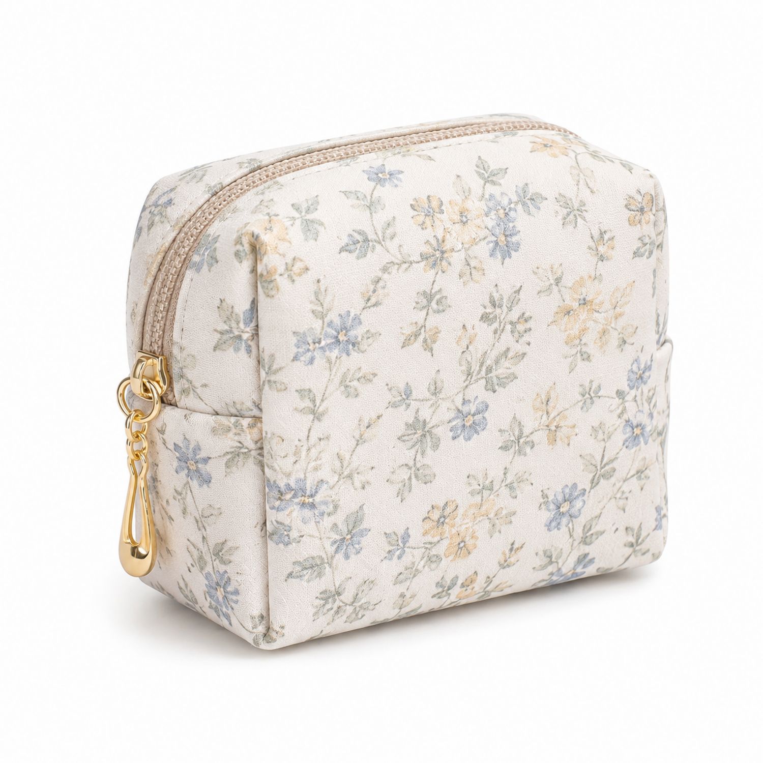 Trousse de Toilette Motif Floral Crème et Multicolore