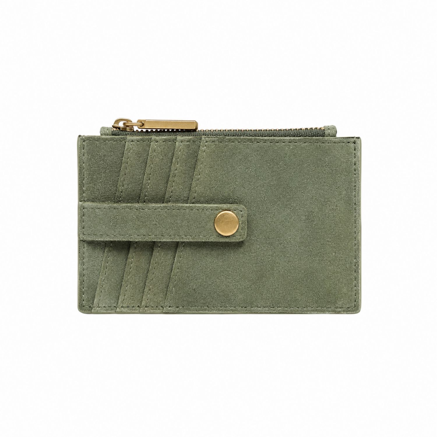Porte-cartes vert olive avec fermeture à glissière