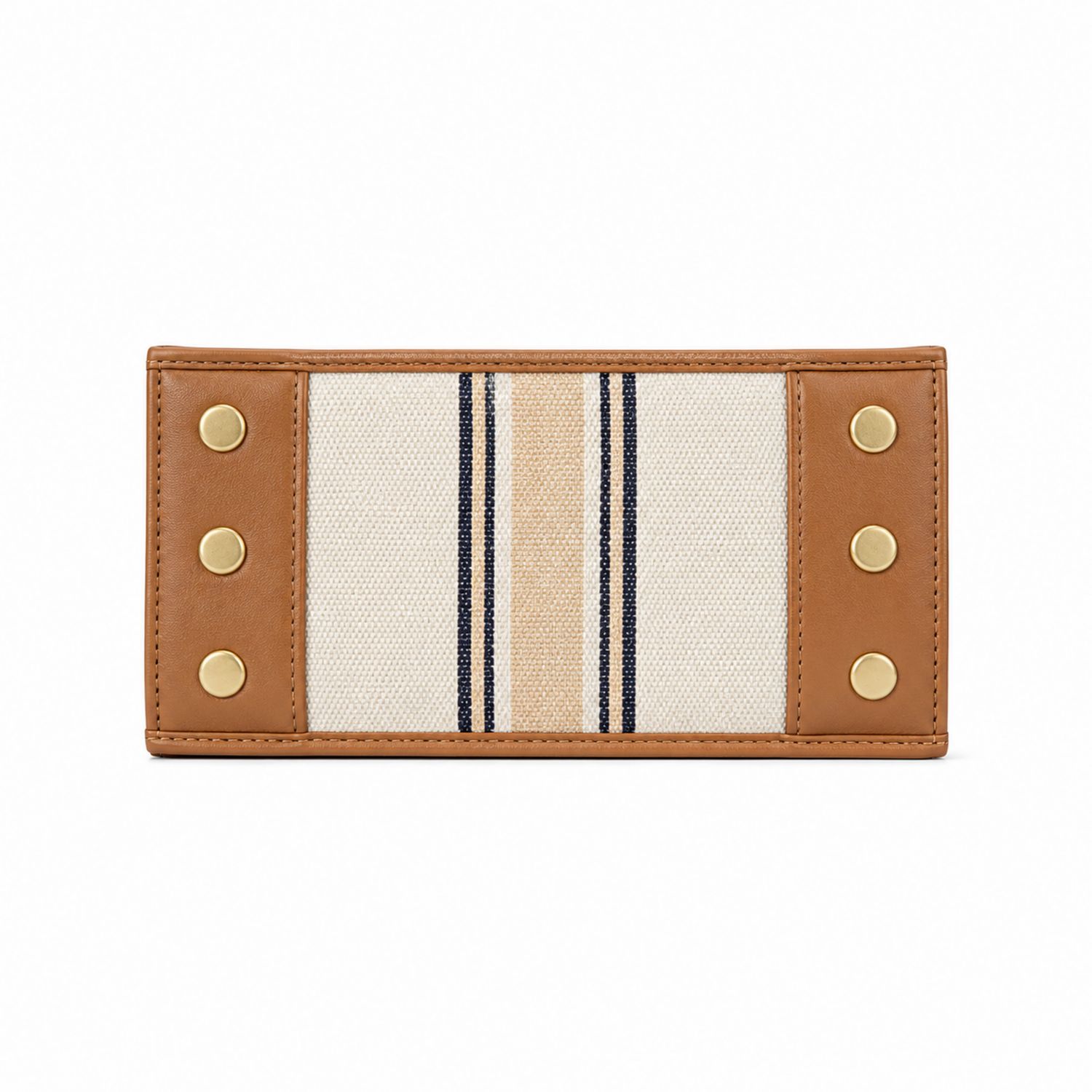 Portefeuille en toile rayée avec boutons dorés