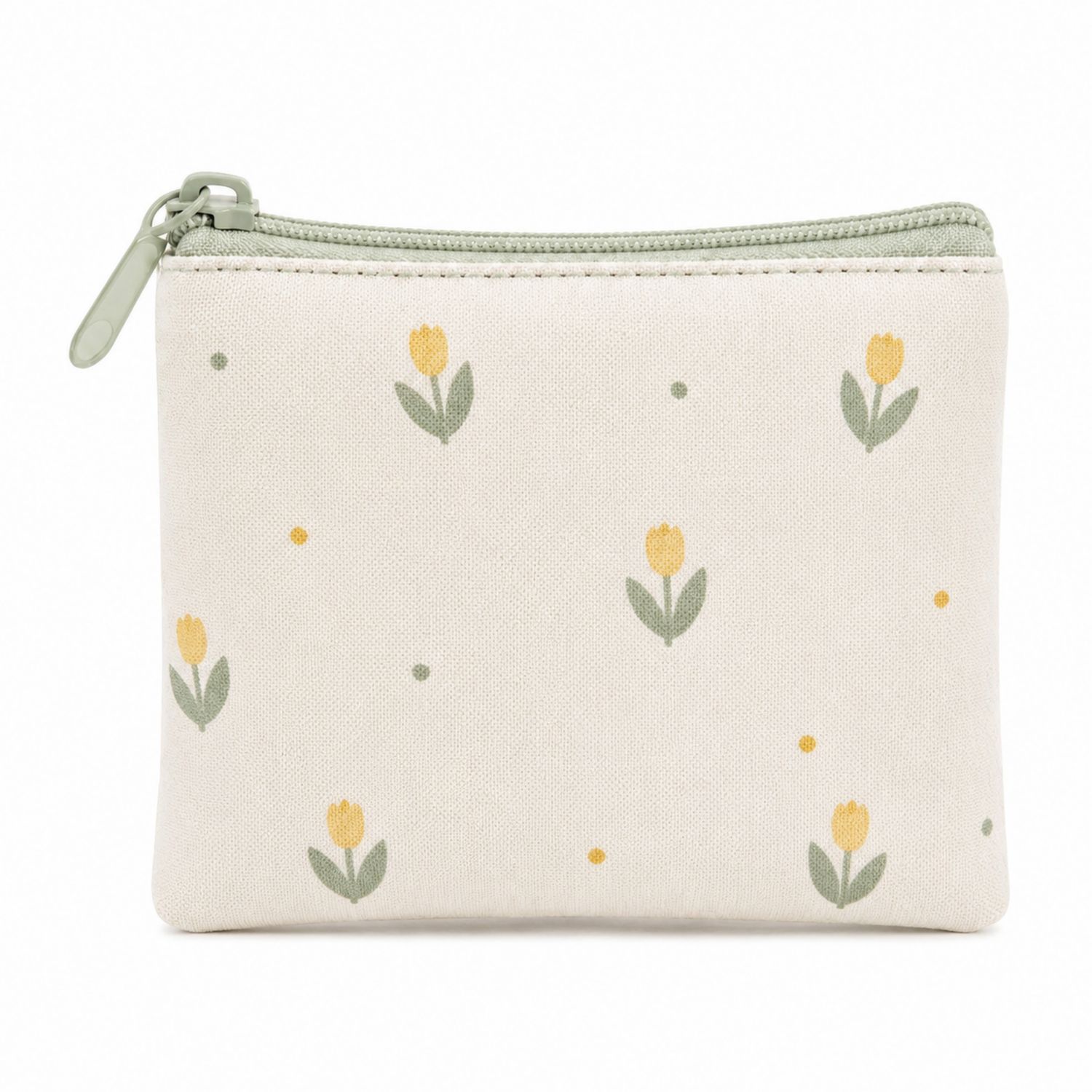 Pochette en tissu beige avec motif floral jaune