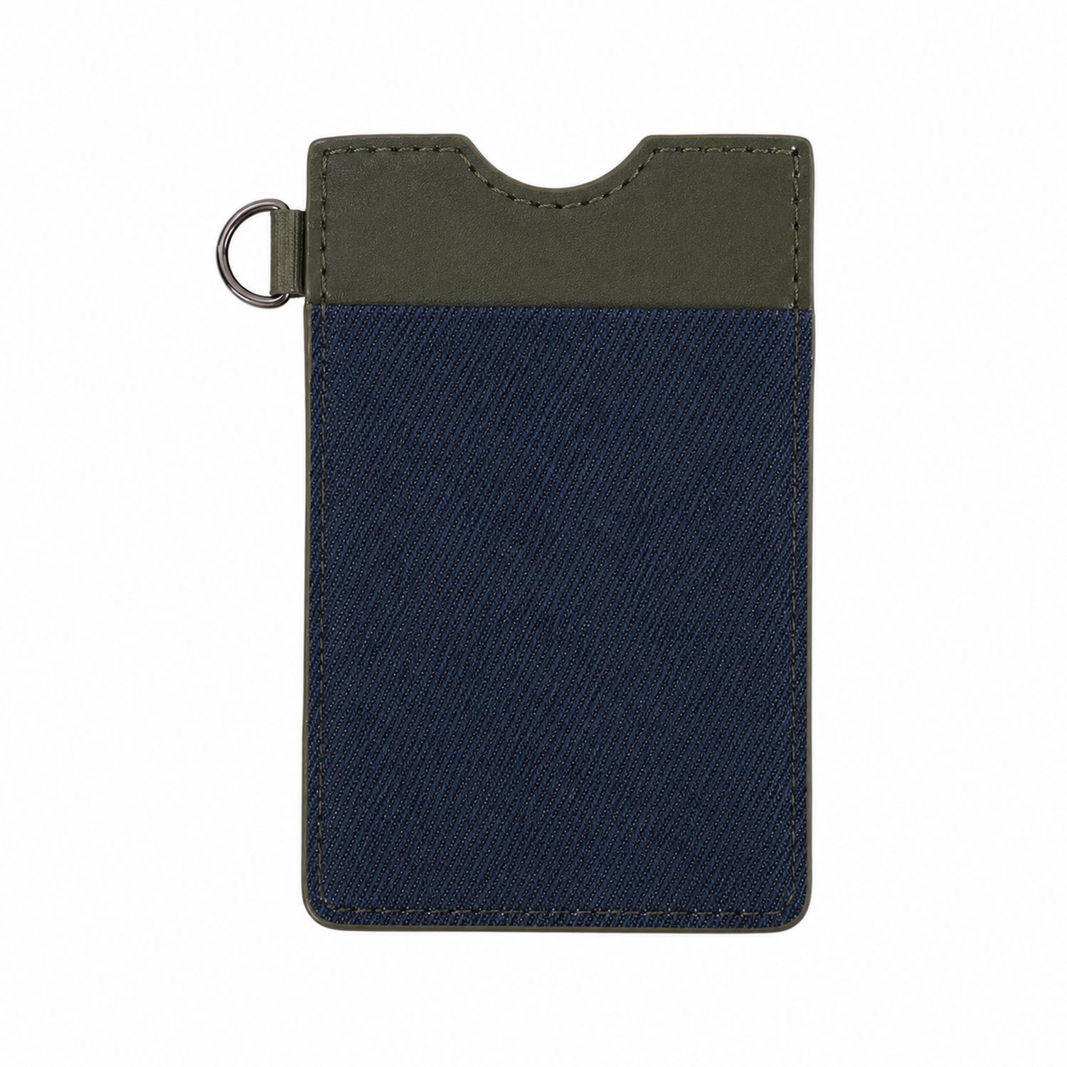 Porte-cartes Minimaliste Bleu et Vert avec Anneau