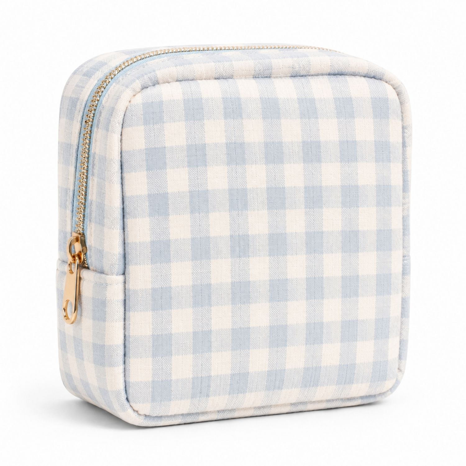 Trousse de toilette vichy bleu et crème