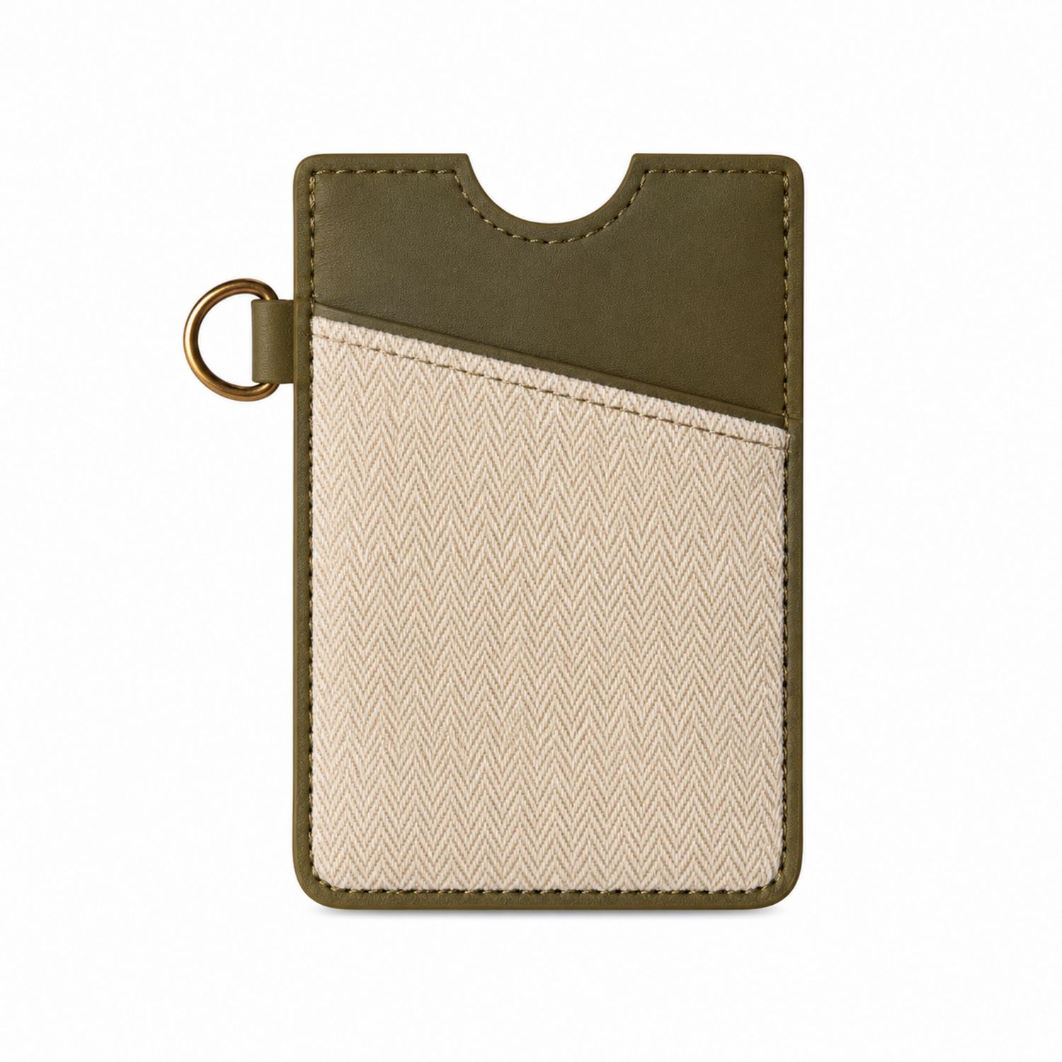 Porte-cartes élégant vert kaki et beige
