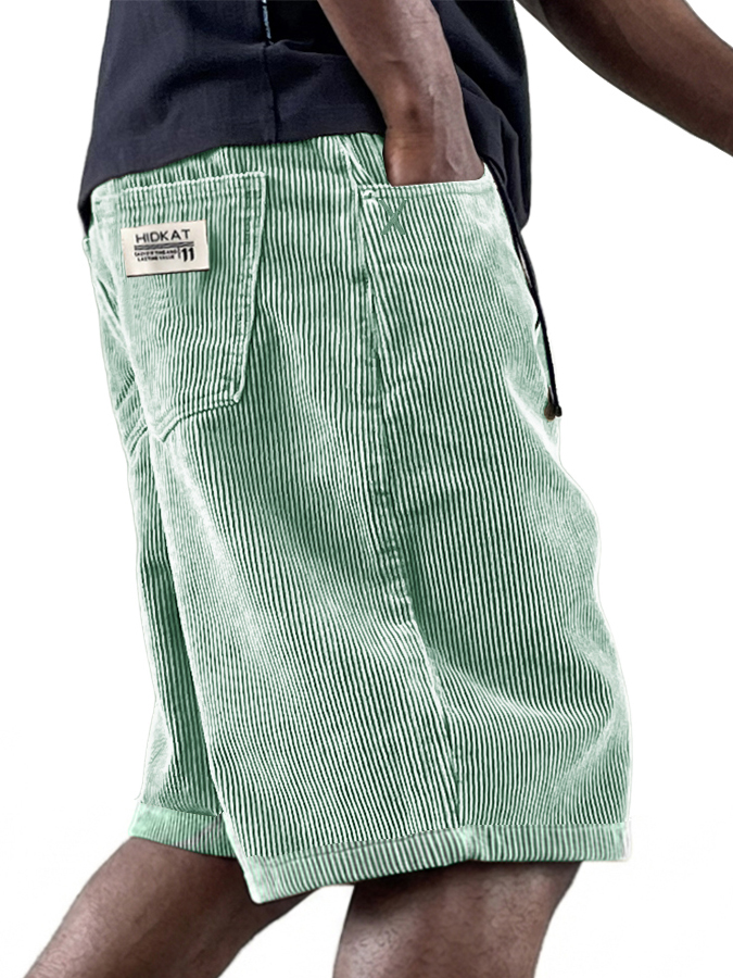 Herren Freizeit Retro Mehrfachtaschen Besticktes Logo Arbeitskleidung Corduroy Shorts-ZierMode